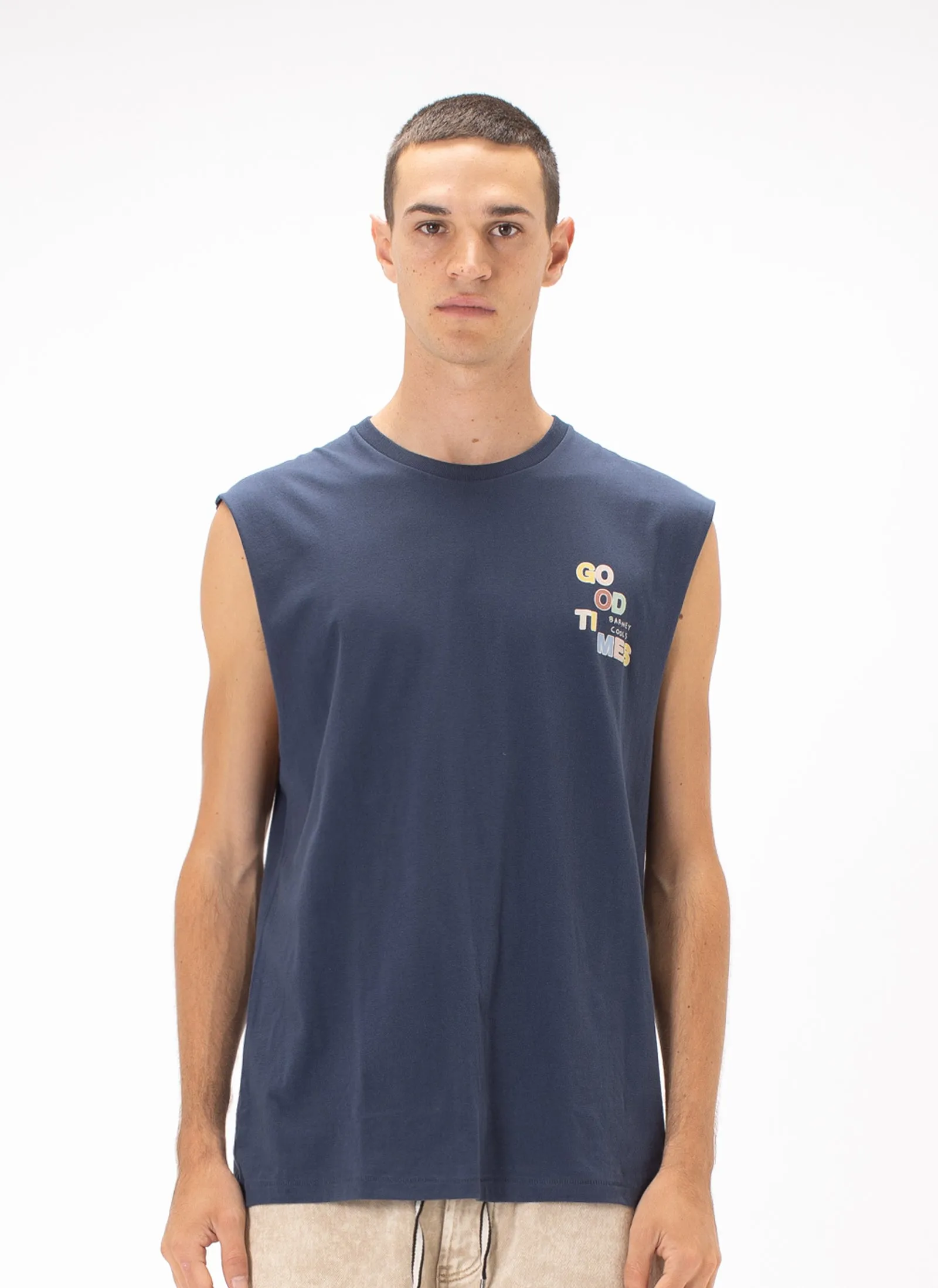 Good Times Muscle Tee Slate sold by Barney Cools product image thumbnail 2