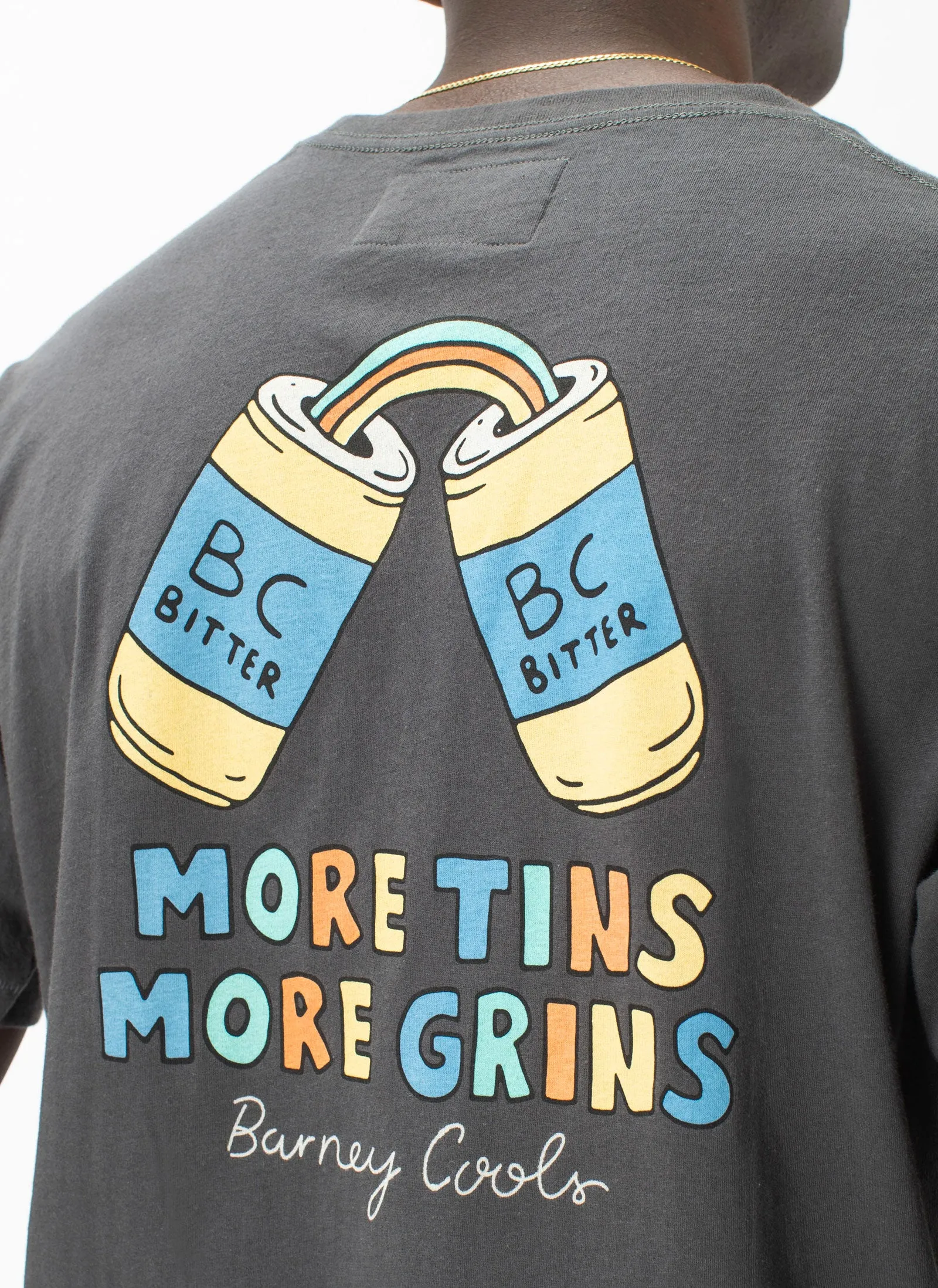 More Grins Tee Pigment Black sold by Barney Cools