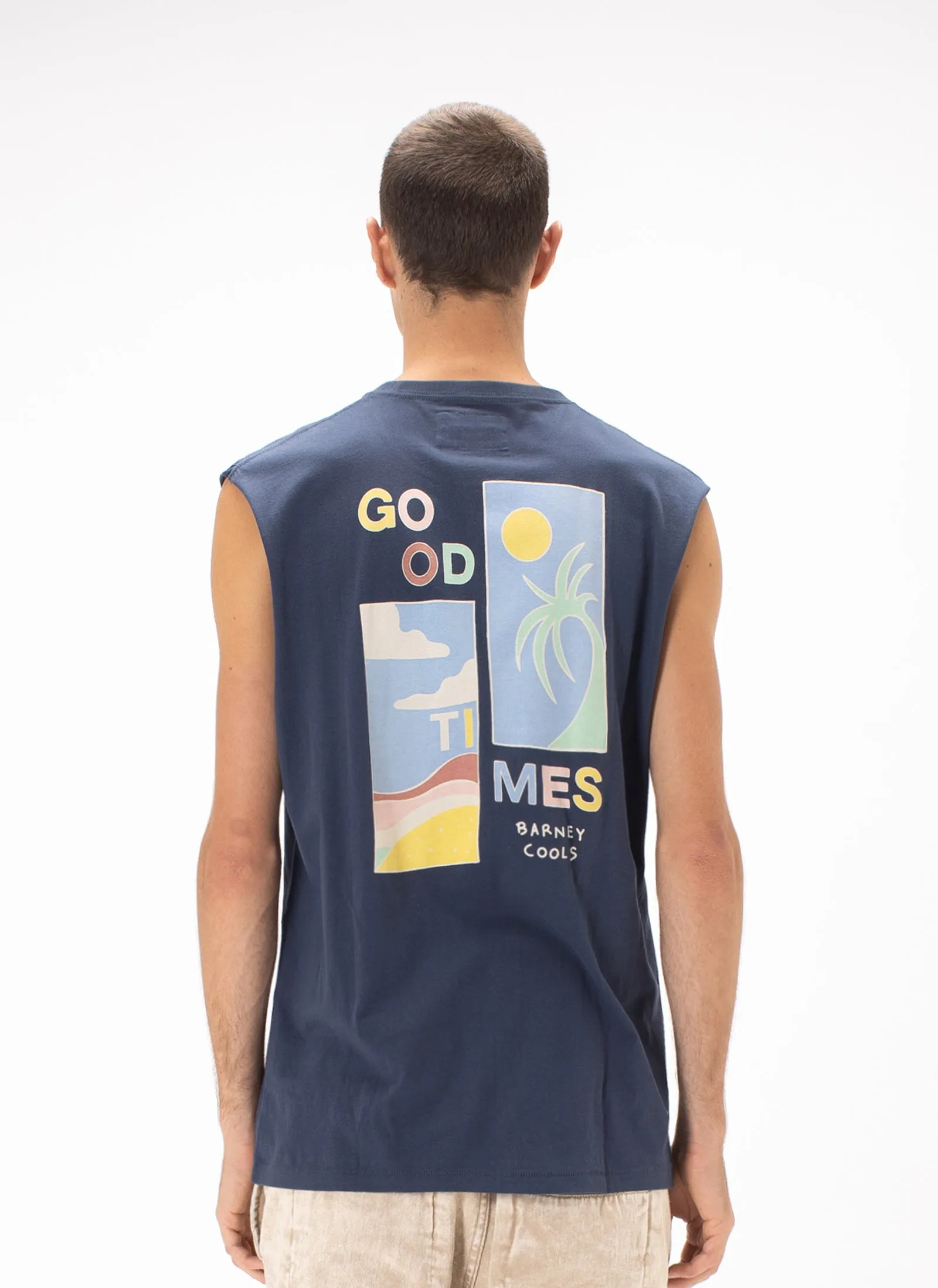 Good Times Muscle Tee Slate sold by Barney Cools product image thumbnail 4