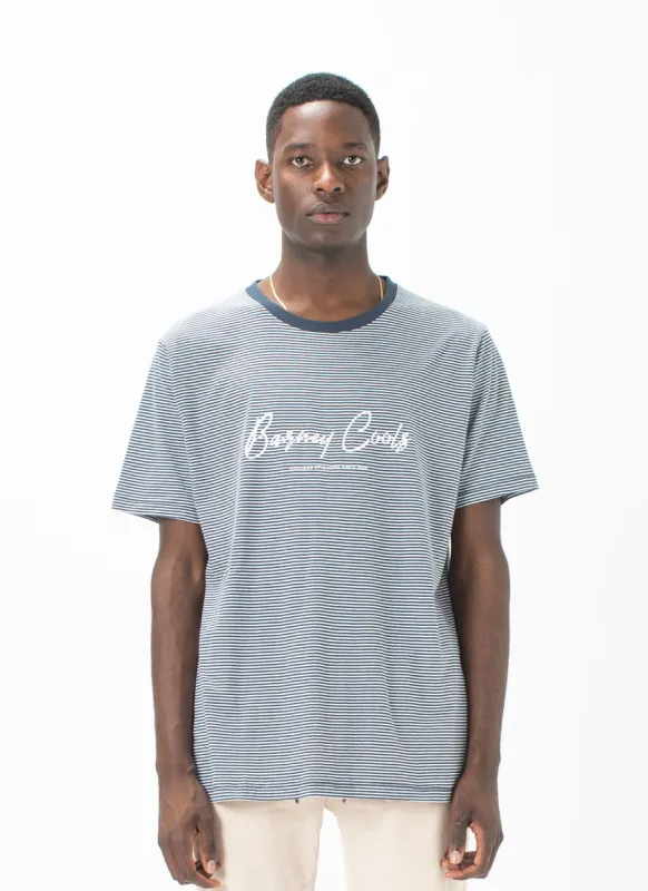 Barney Cools Script Tee Slate Stripe sold by Barney Cools