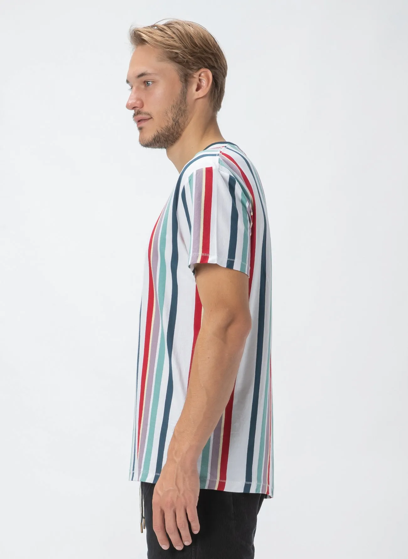 B.Cools Script Tee White Vert Stripe sold by Barney Cools product image thumbnail 4