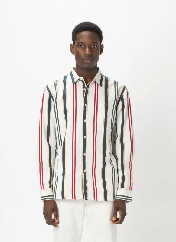 Cabin Long-Sleeve Shirt White Vert Stripe - Sale sold by Barney Cools