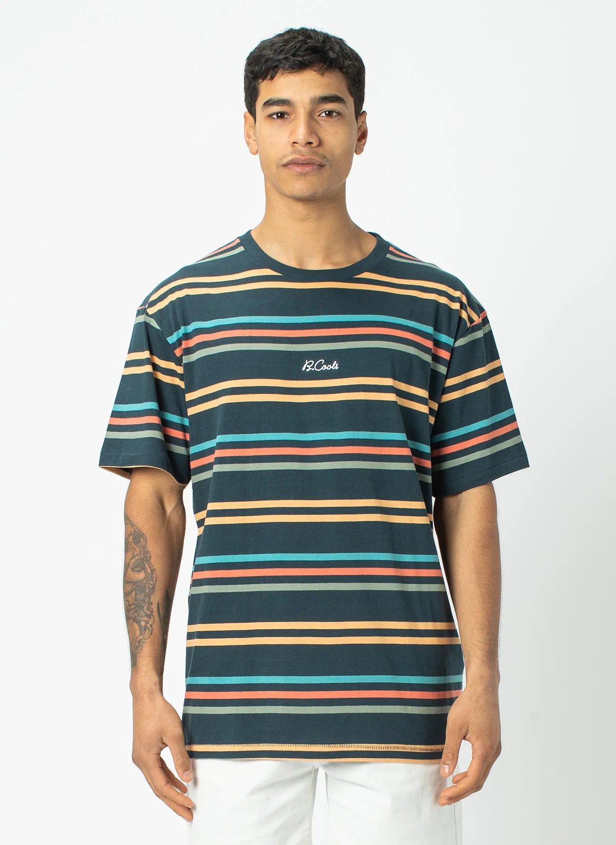 Homie Tee Navy Stripe sold by Barney Cools