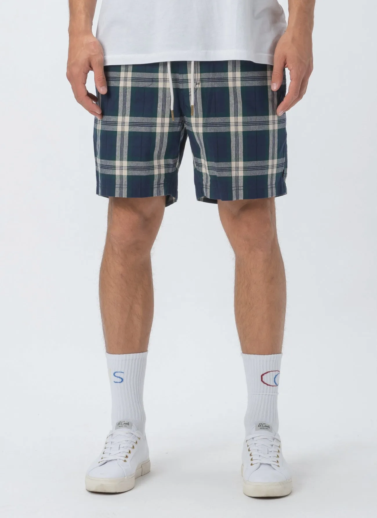 Poolside 17" Short Navy Check sold by Barney Cools