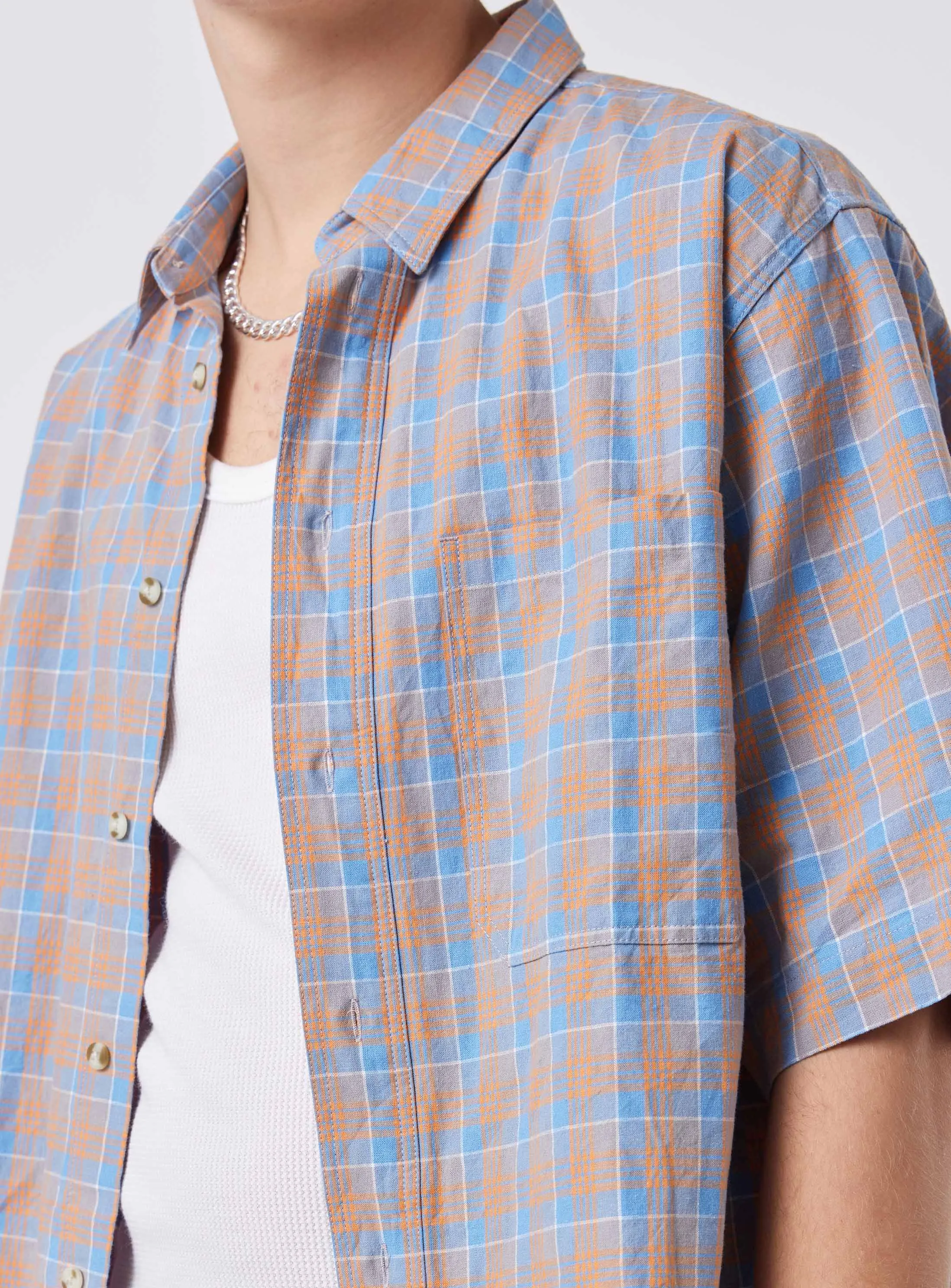 Homie Shirt Sky Linen Plaid sold by Barney Cools product image thumbnail 3