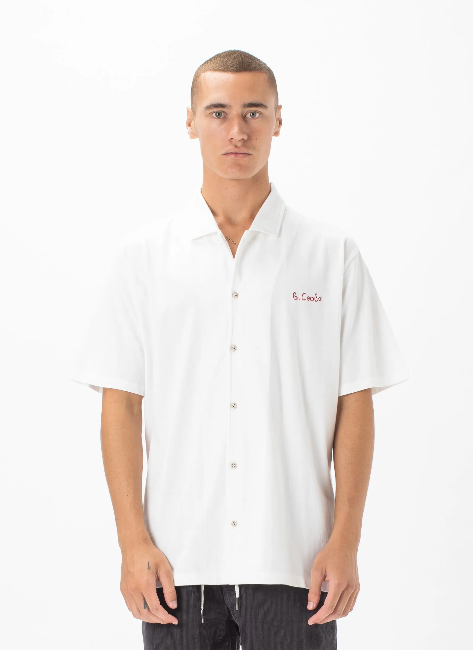 Comfy Camp-Collar Shirt White sold by Barney Cools