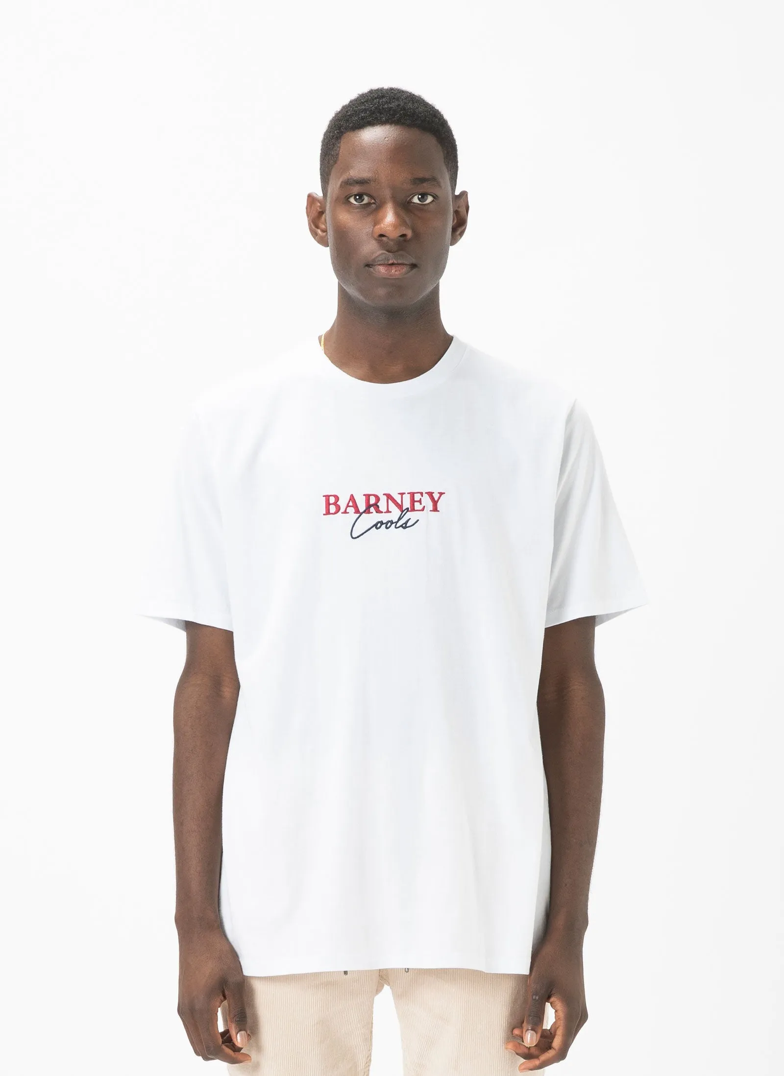 Script Embro Tee White sold by Barney Cools