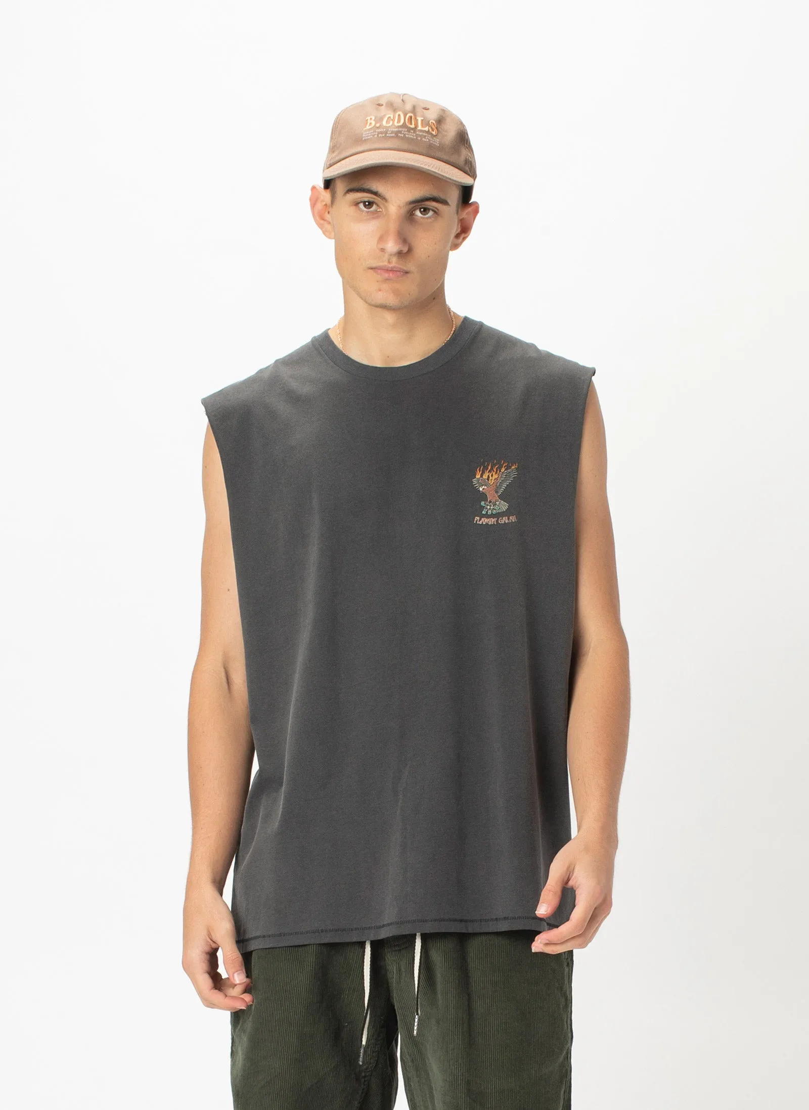 Galah Muscle Tee Pigment Black sold by Barney Cools