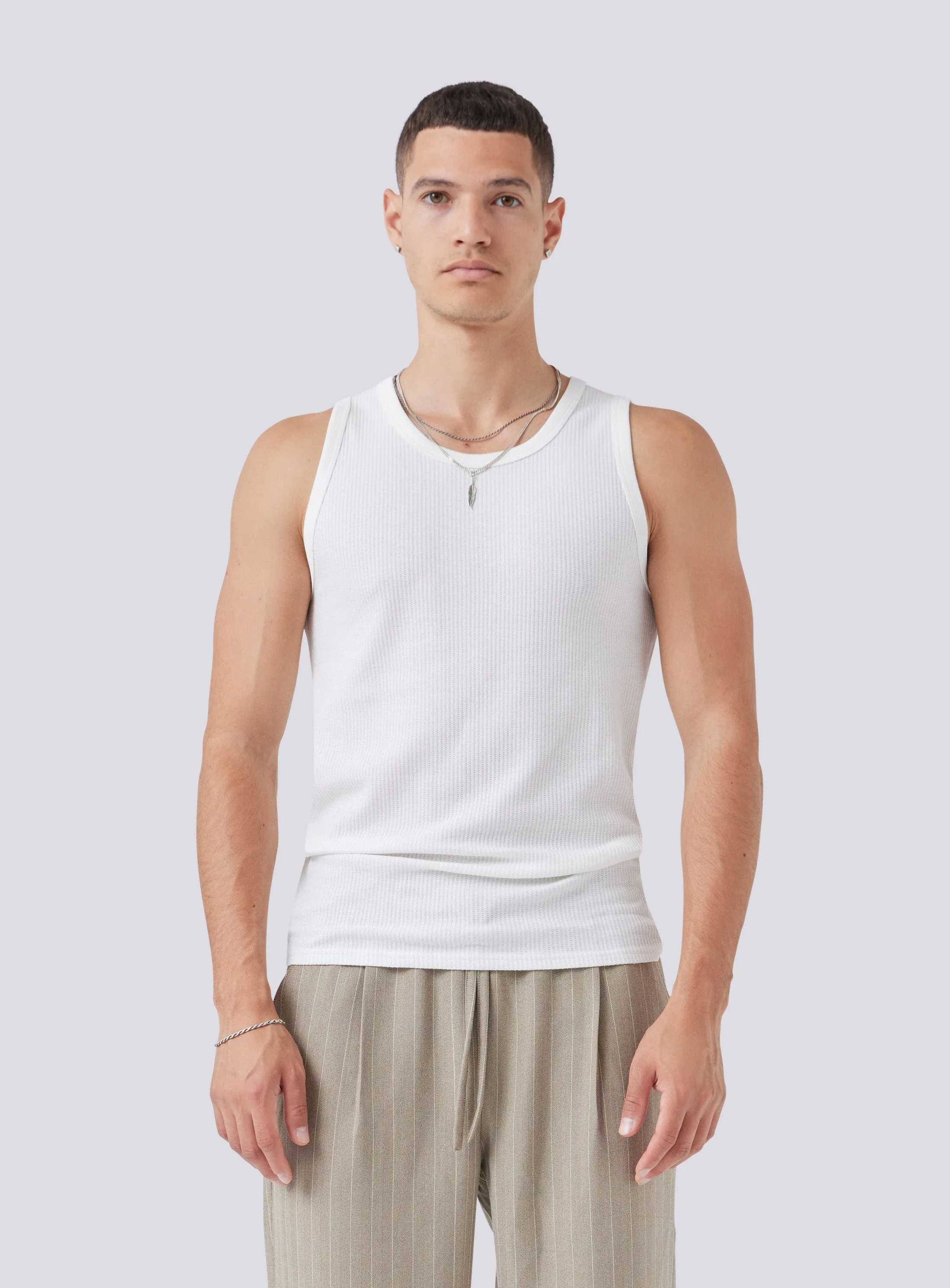 Waffle Tank White sold by Barney Cools