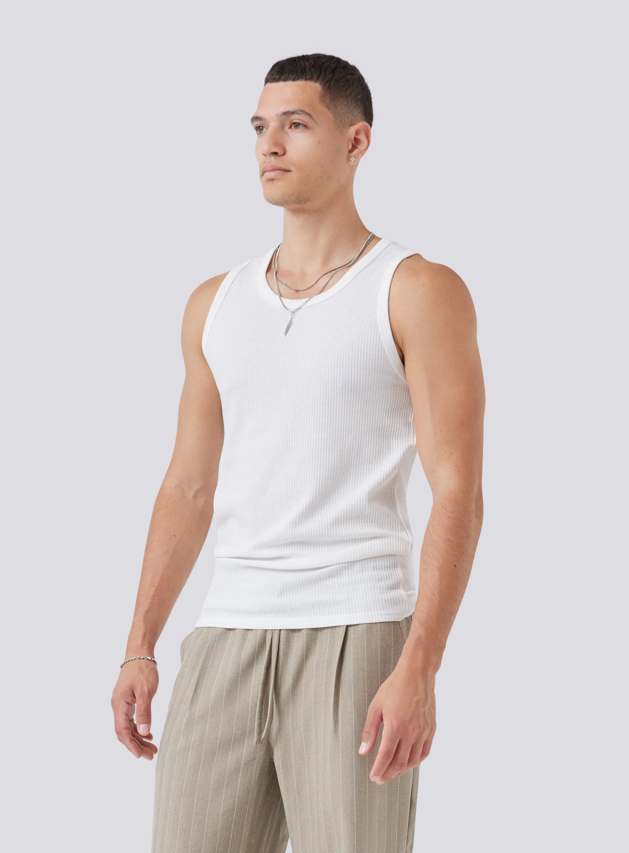 Waffle Tank White sold by Barney Cools product image thumbnail 4