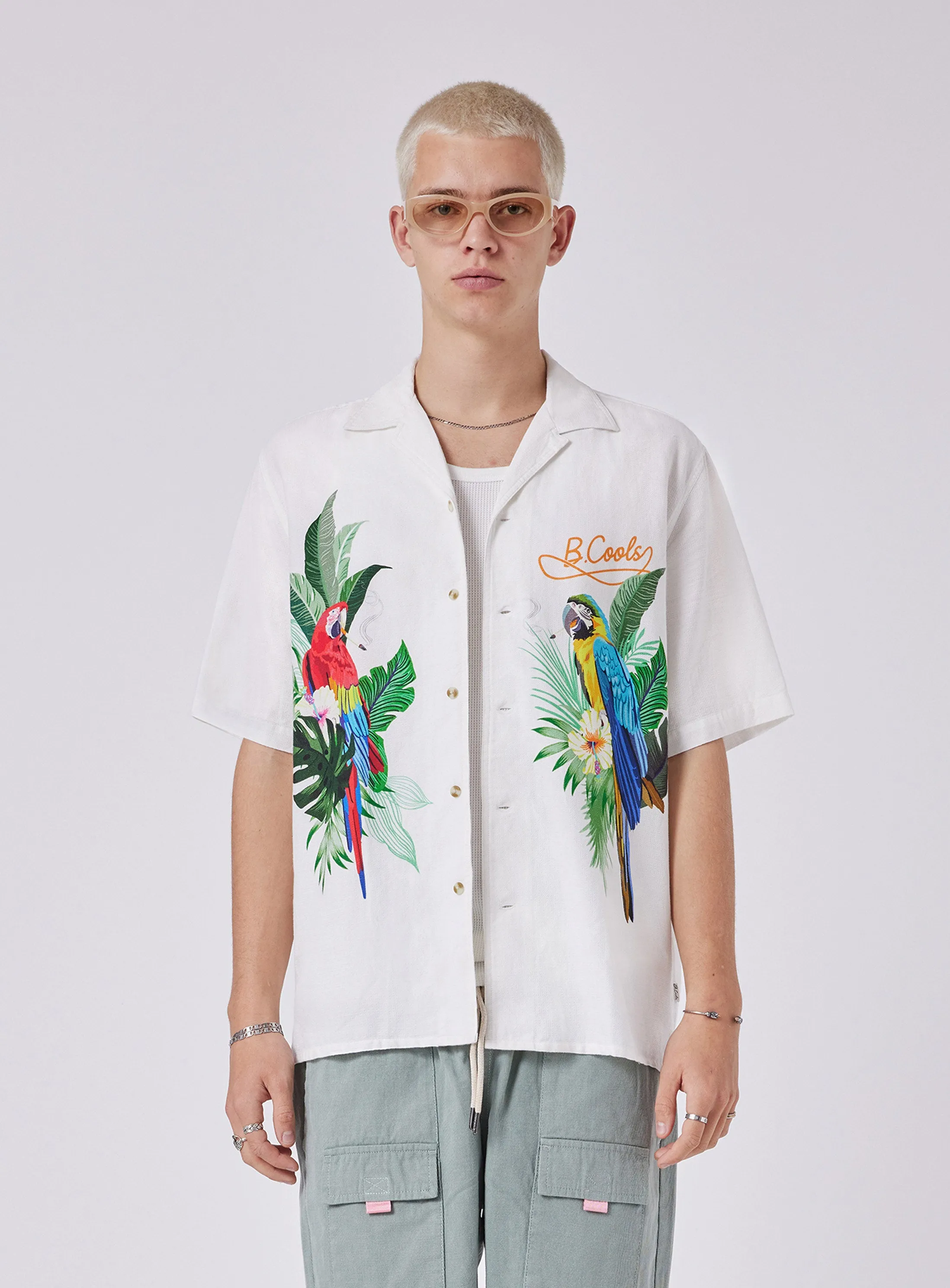 Resort Shirt White Parrot sold by Barney Cools