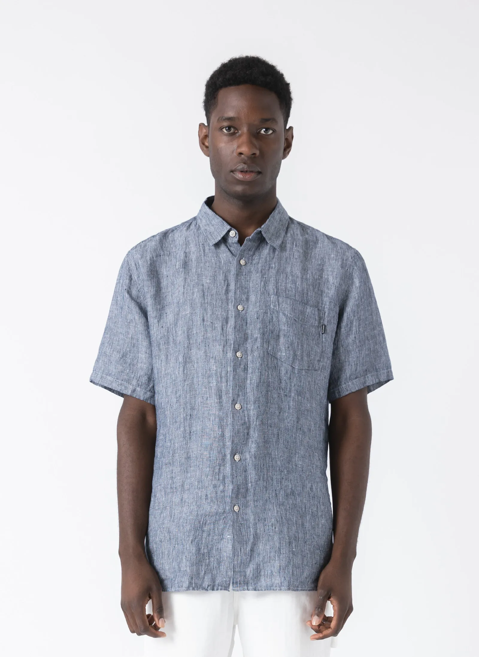 Holiday Linen Shirt Slate Stripe sold by Barney Cools