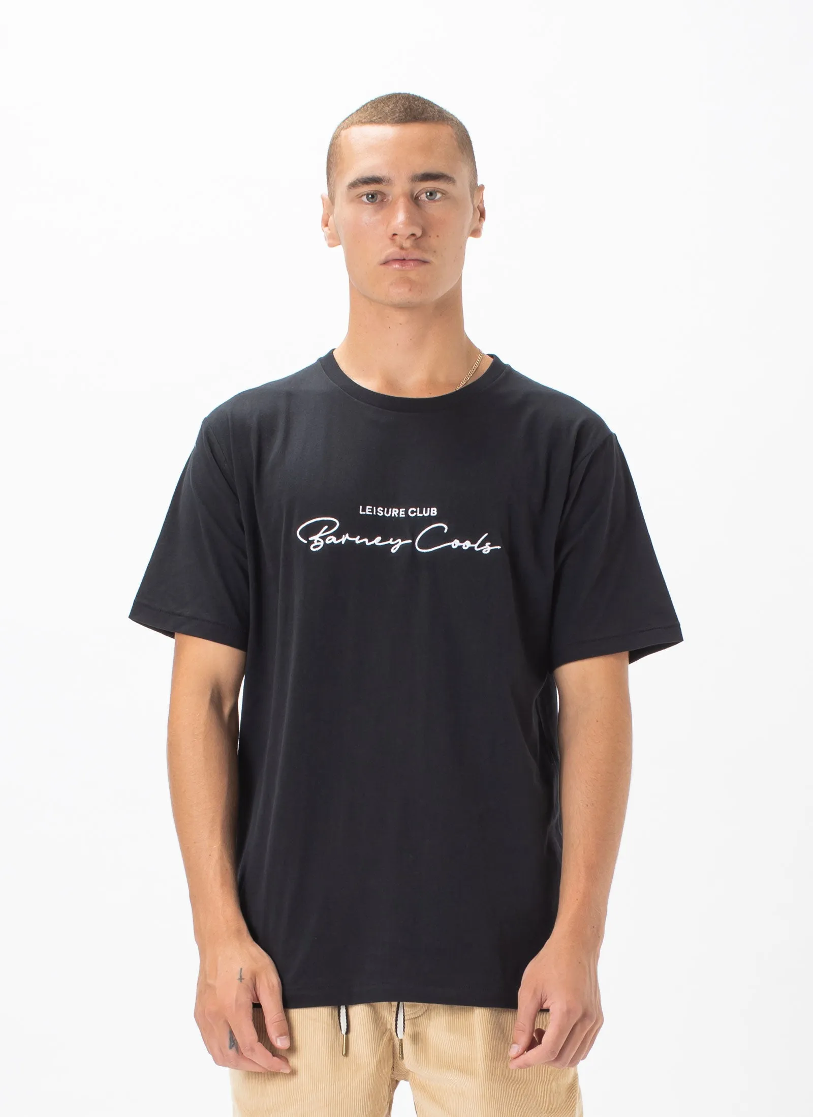 Club Script Tee Black sold by Barney Cools