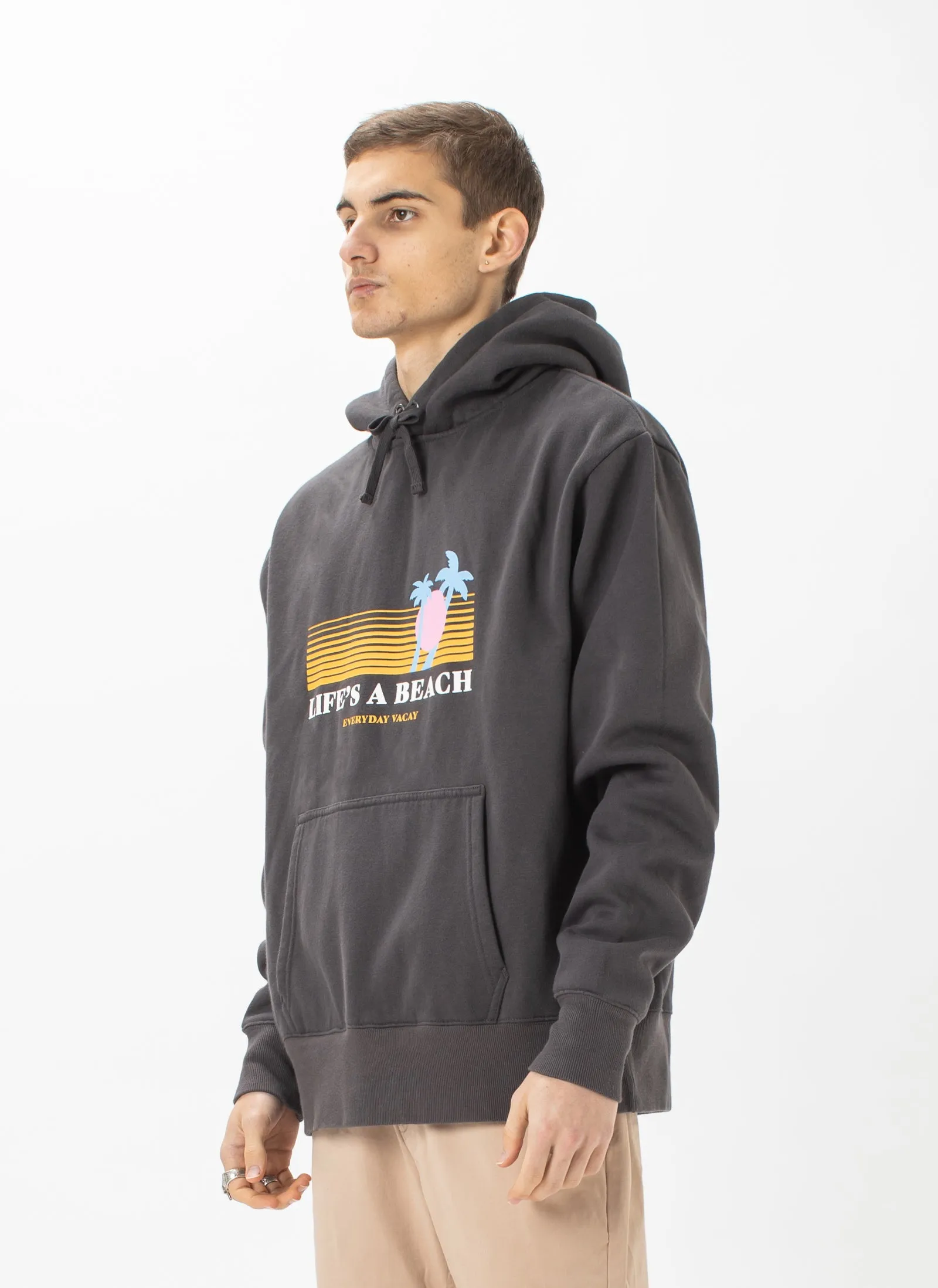 Life's A Beach Hood Sweatshirt Pigment Black sold by Barney Cools product image thumbnail 3