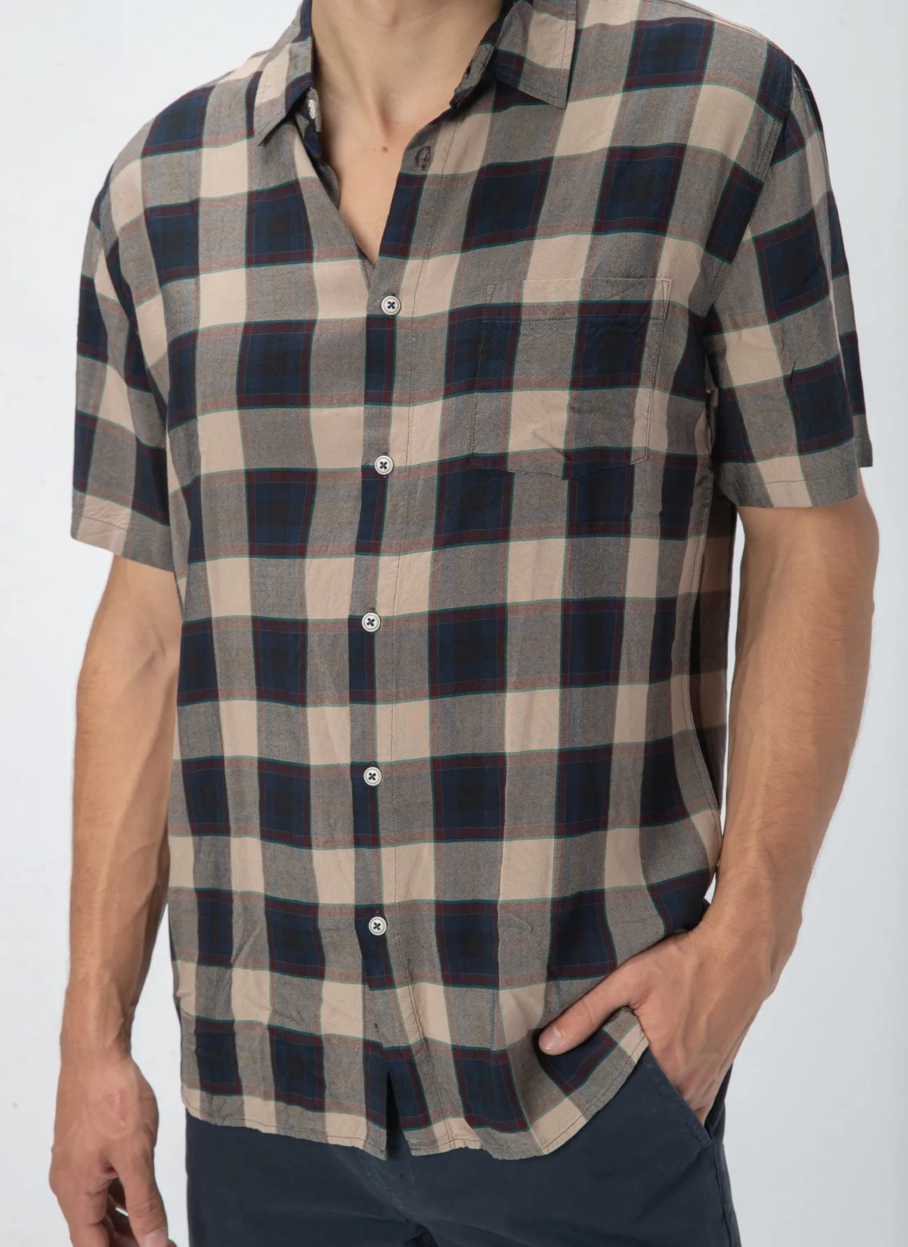 Holiday Short-Sleeve Shirt Beige Check sold by Barney Cools product image thumbnail 2