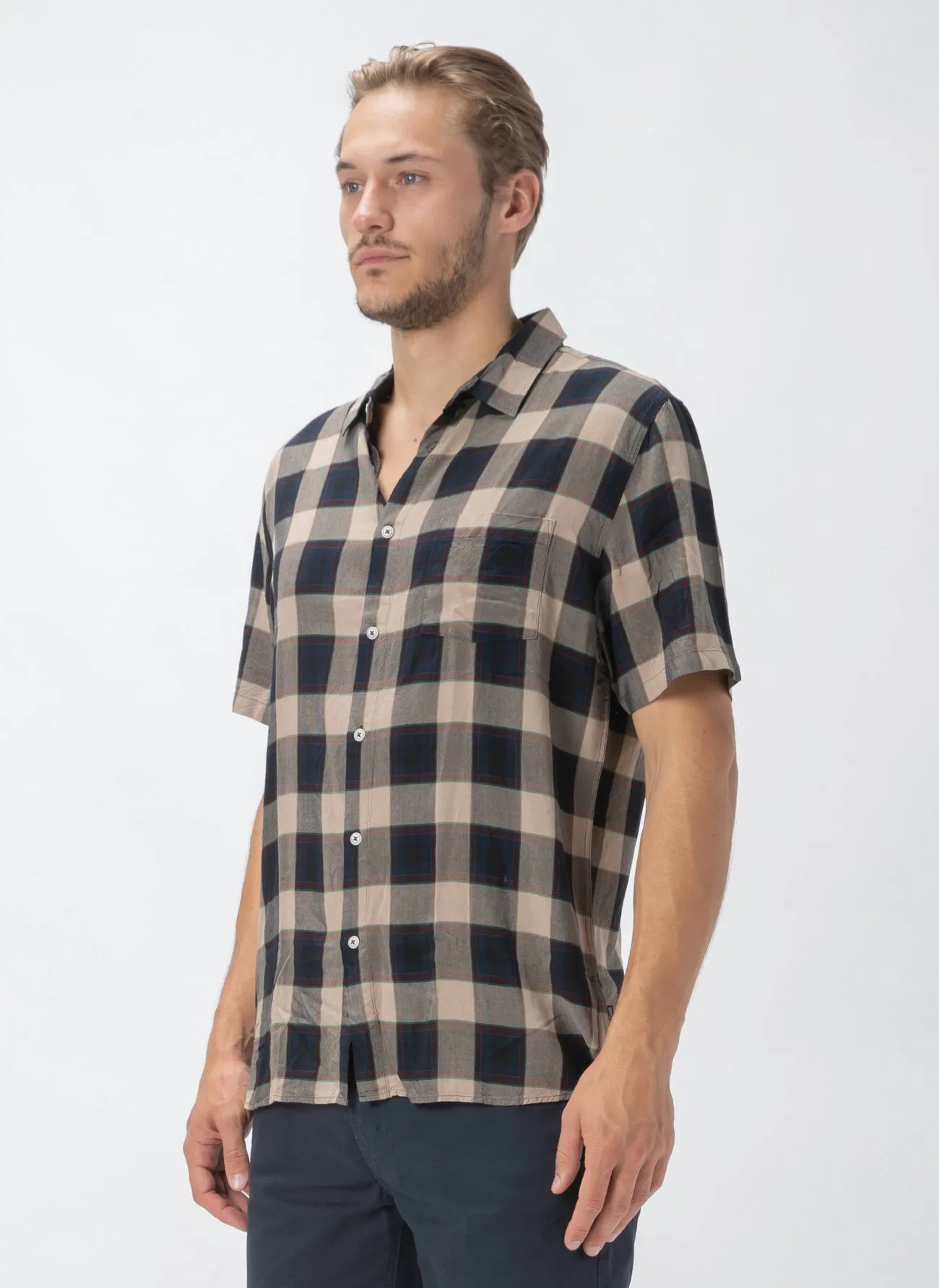 Holiday Short-Sleeve Shirt Beige Check sold by Barney Cools product image thumbnail 3