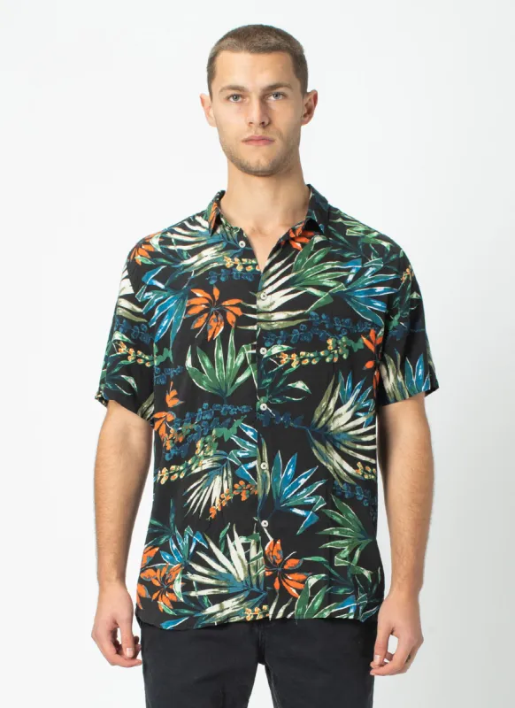 Holiday Short-Sleeve Shirt Black Tropics - Sale made by Barney Cools