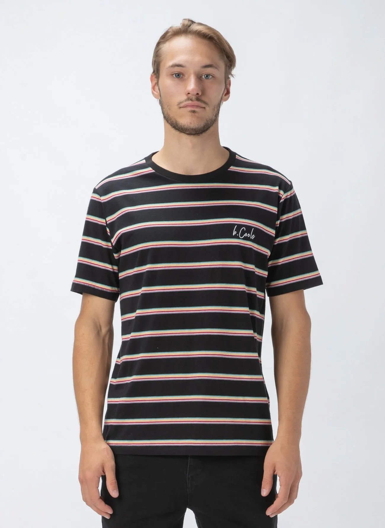 B.Cools Script Tee Black Stripe sold by Barney Cools