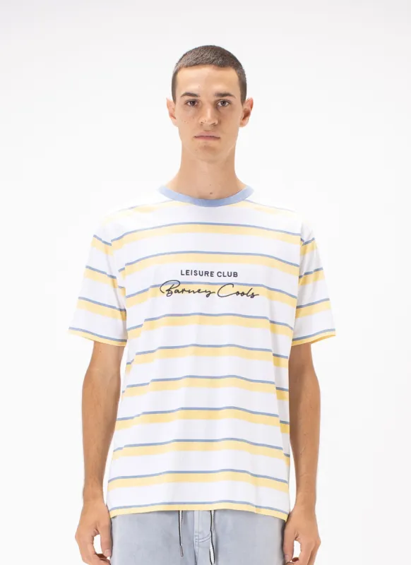 Club Script Logo Tee Lemon Stripe sold by Barney Cools