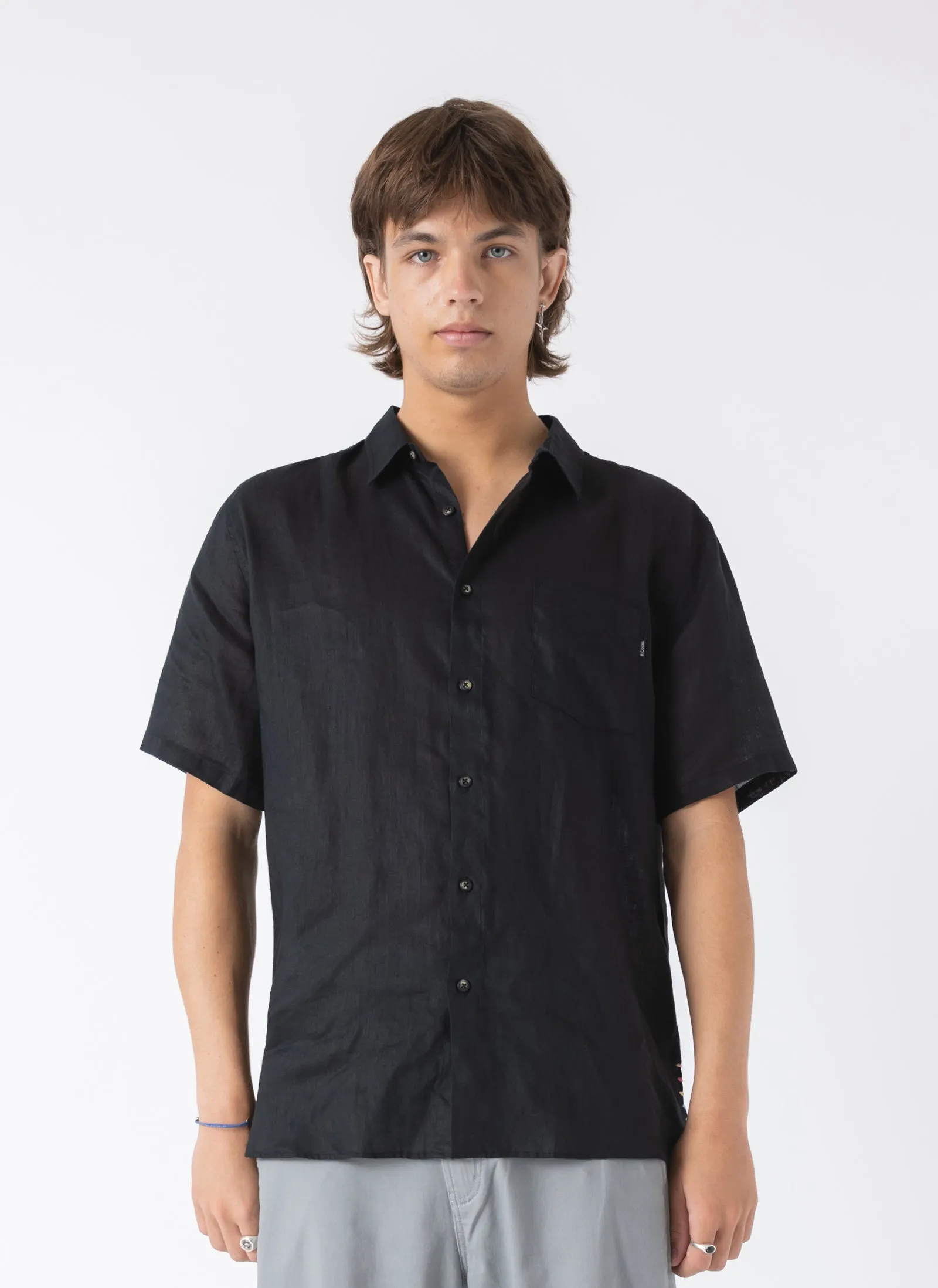 Holiday Linen Shirt Black sold by Barney Cools