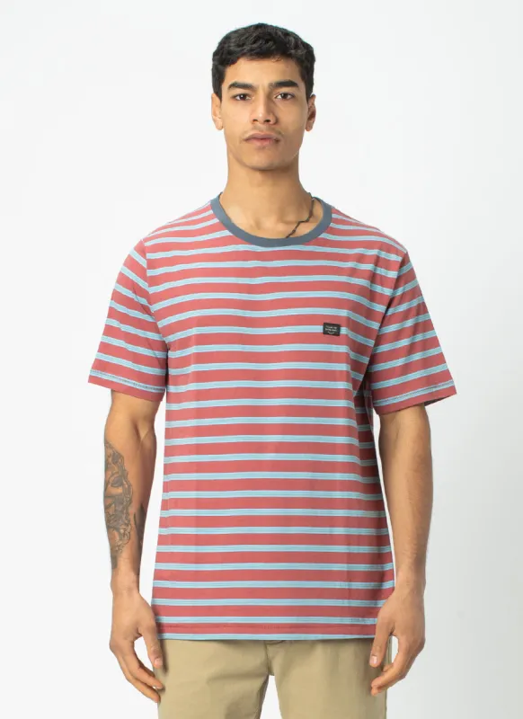 B.Thankful Tee Rust Stripe sold by Barney Cools