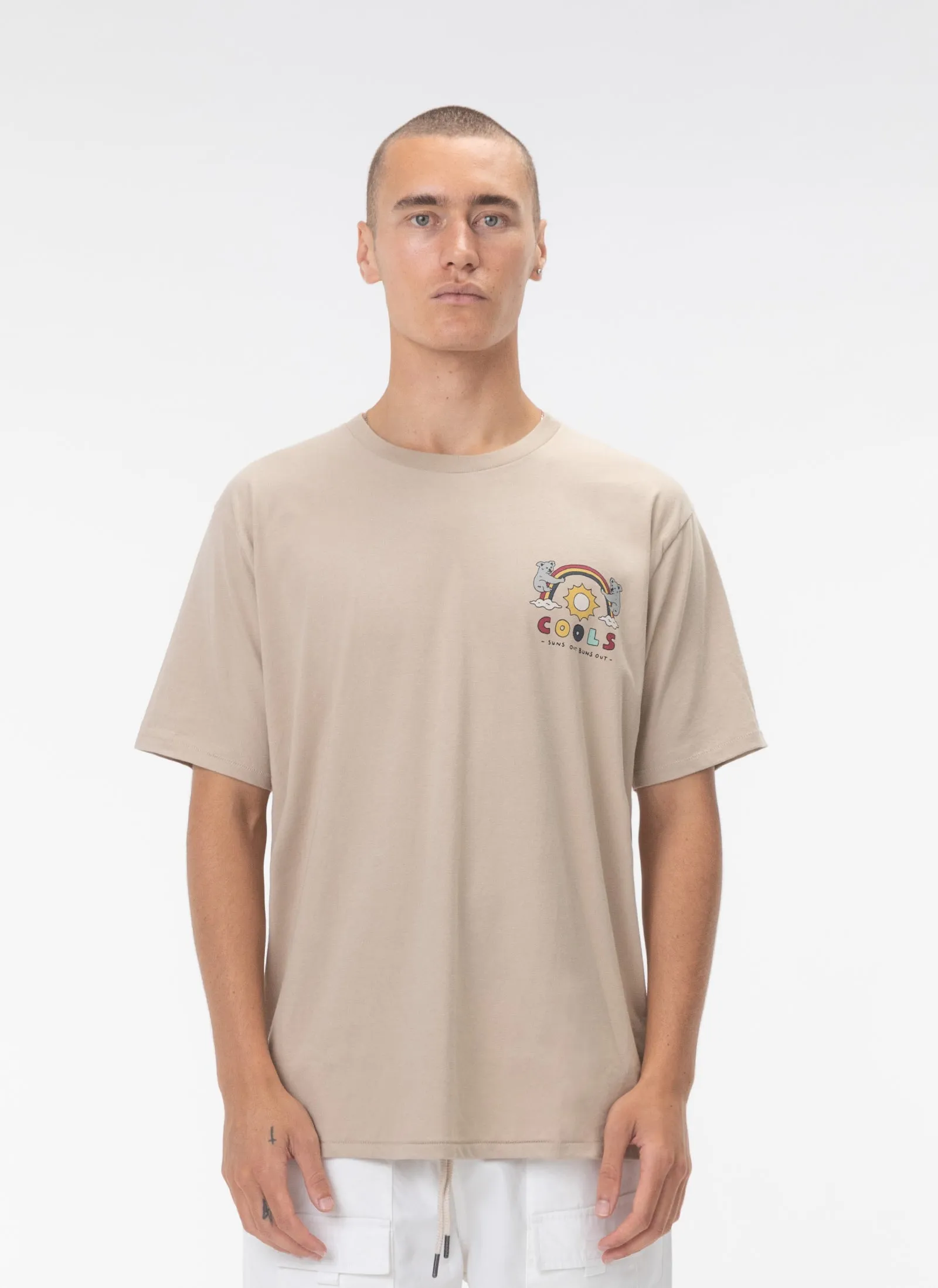 Buns Out Tee Beige sold by Barney Cools