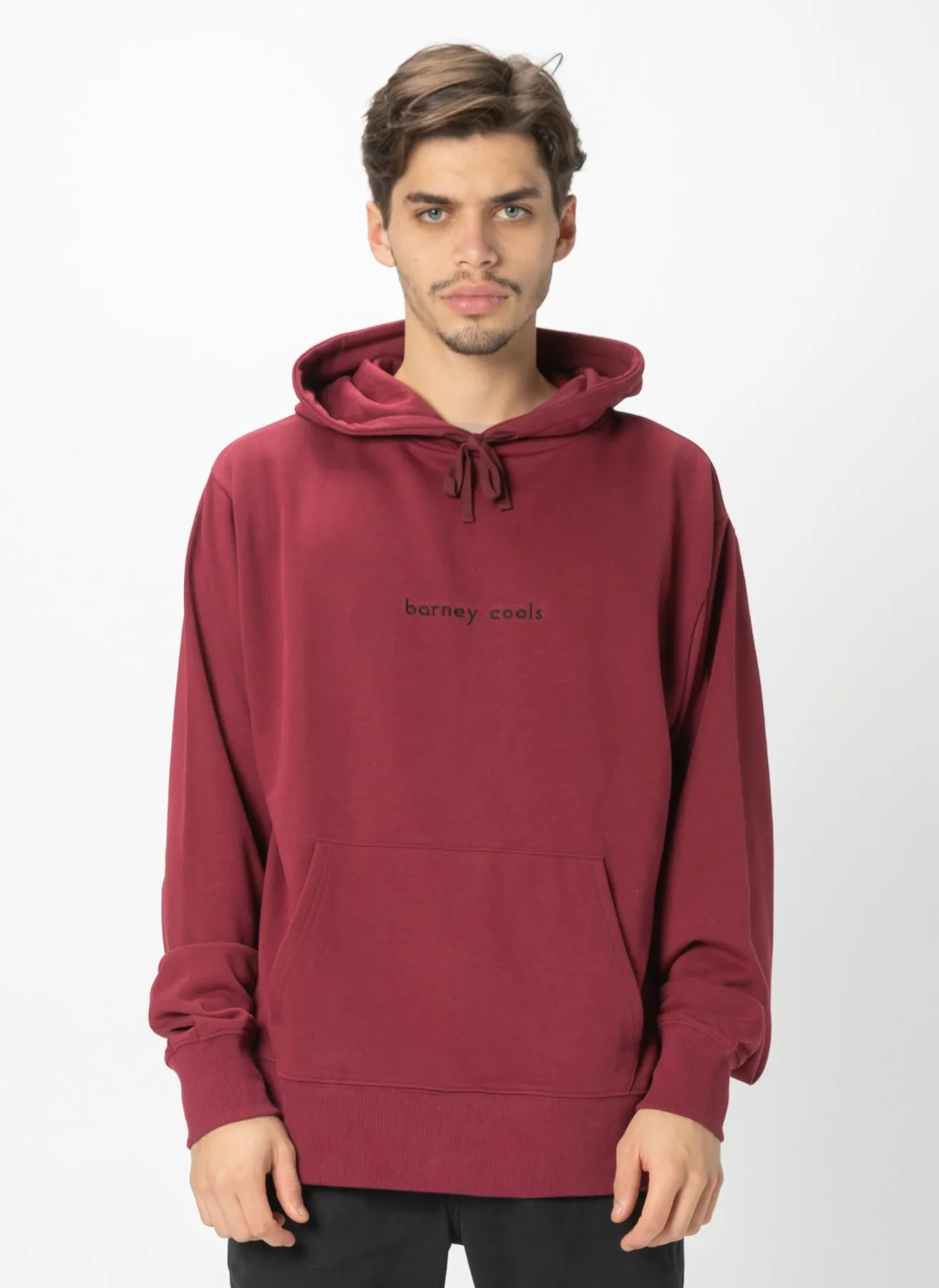 Barney Cools Hood Embro Sweatshirt Oxblood sold by Barney Cools