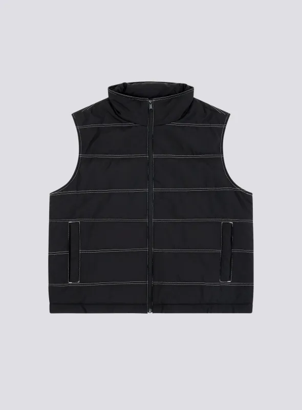 Railed Puffer Vest Black sold by Barney Cools