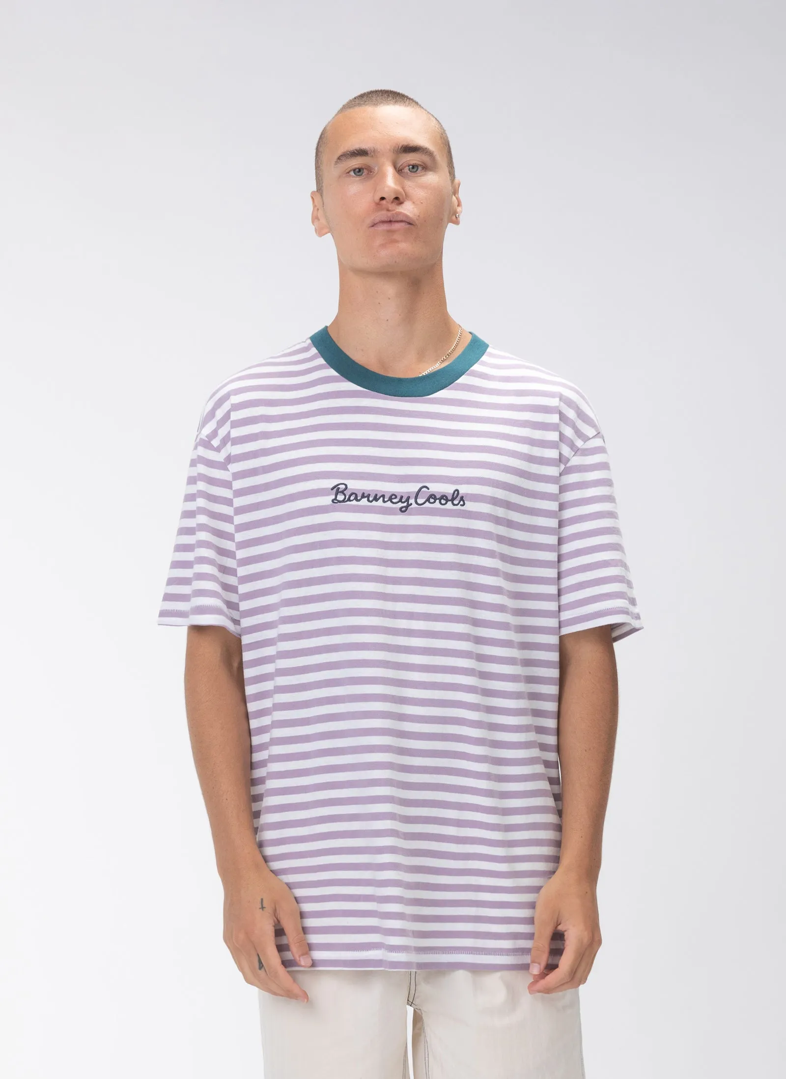Logo Homie Tee Lilac Stripe sold by Barney Cools
