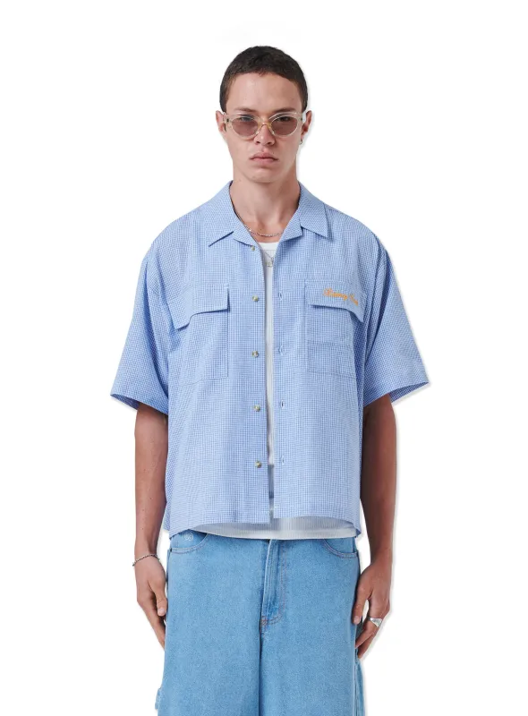 Scribe Crop Shirt Blue made by Barney Cools
