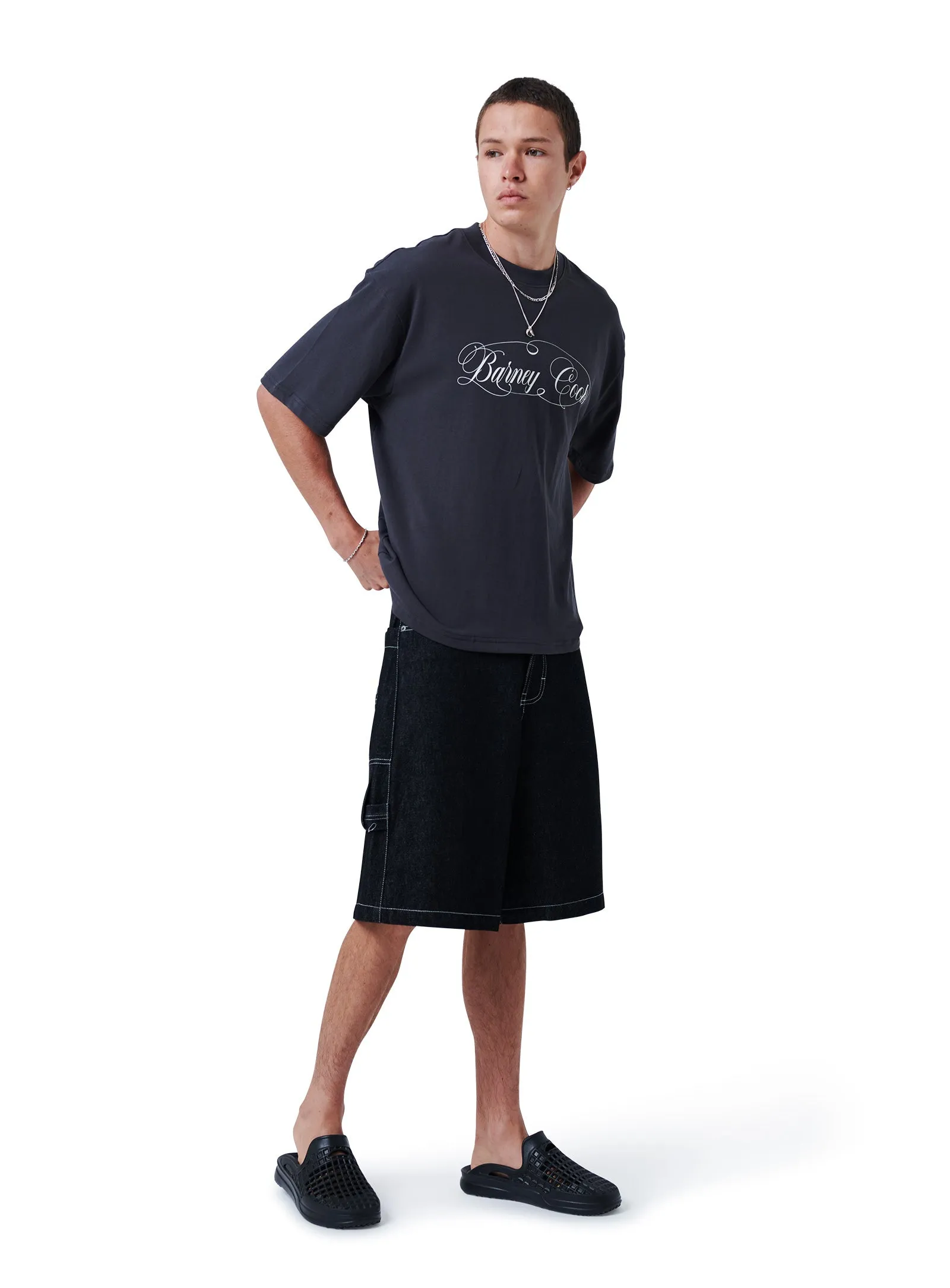 Script Crop T-shirt Aged Black sold by Barney Cools product image thumbnail 4