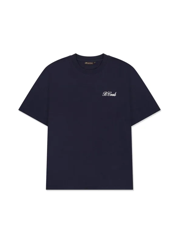 Scribe T-shirt Navy sold by Barney Cools