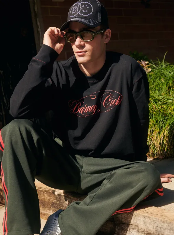 Script Crop LS T-shirt Black made by Barney Cools