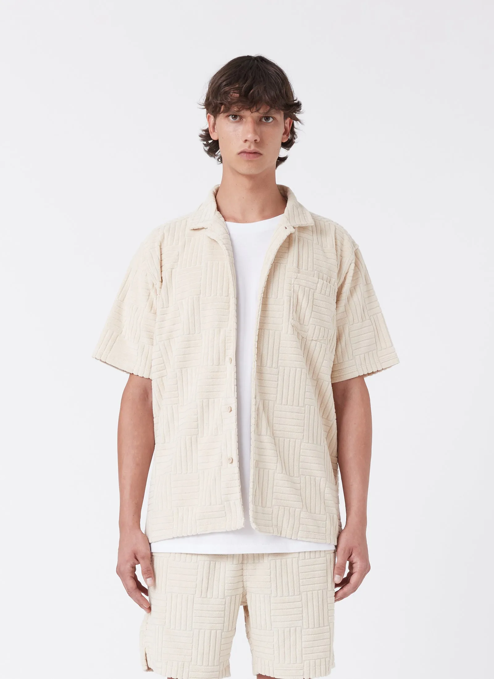 Terry Jacquard Shirt Beige sold by Barney Cools