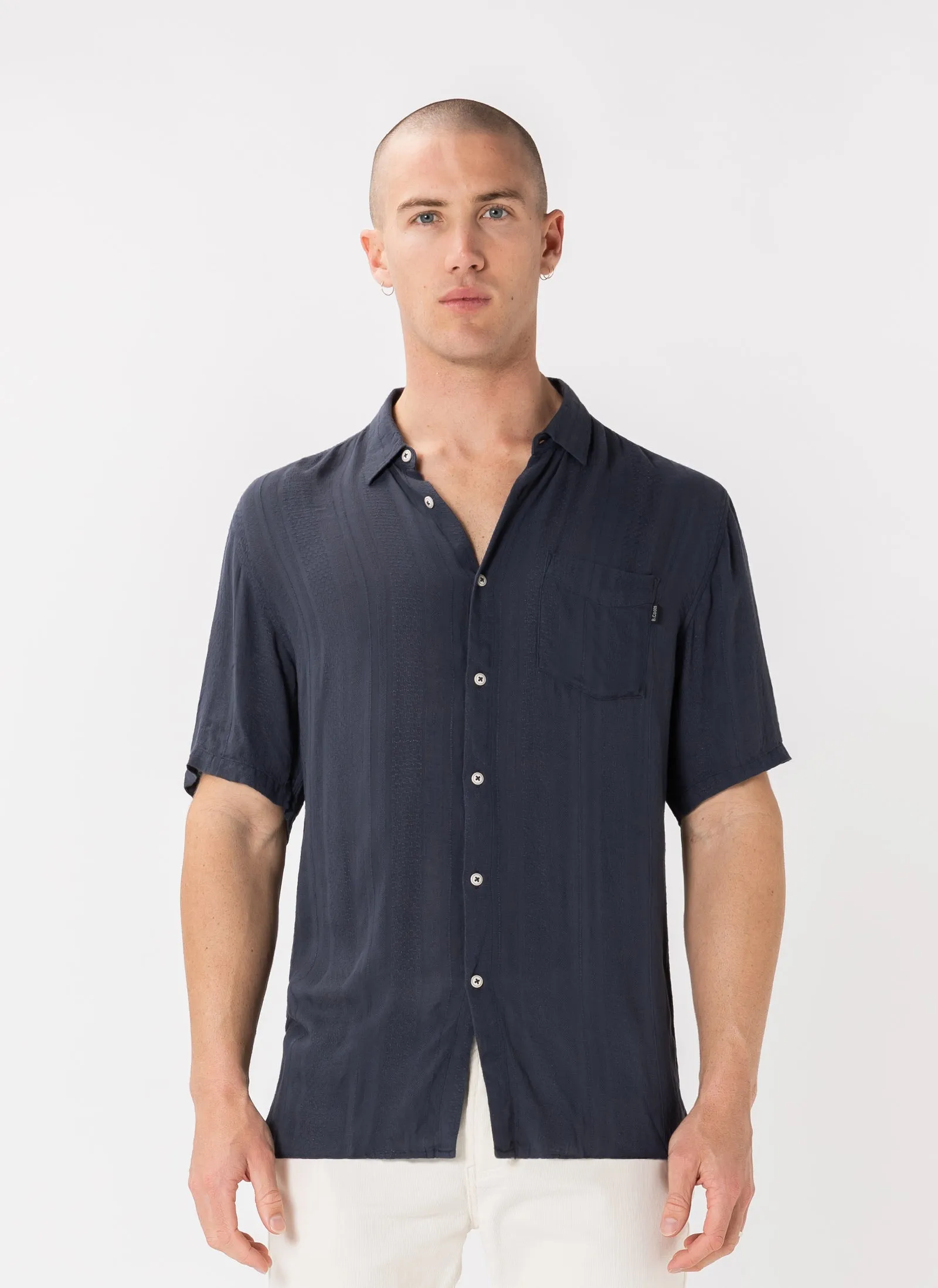 Holiday Shirt Navy Jacquard sold by Barney Cools
