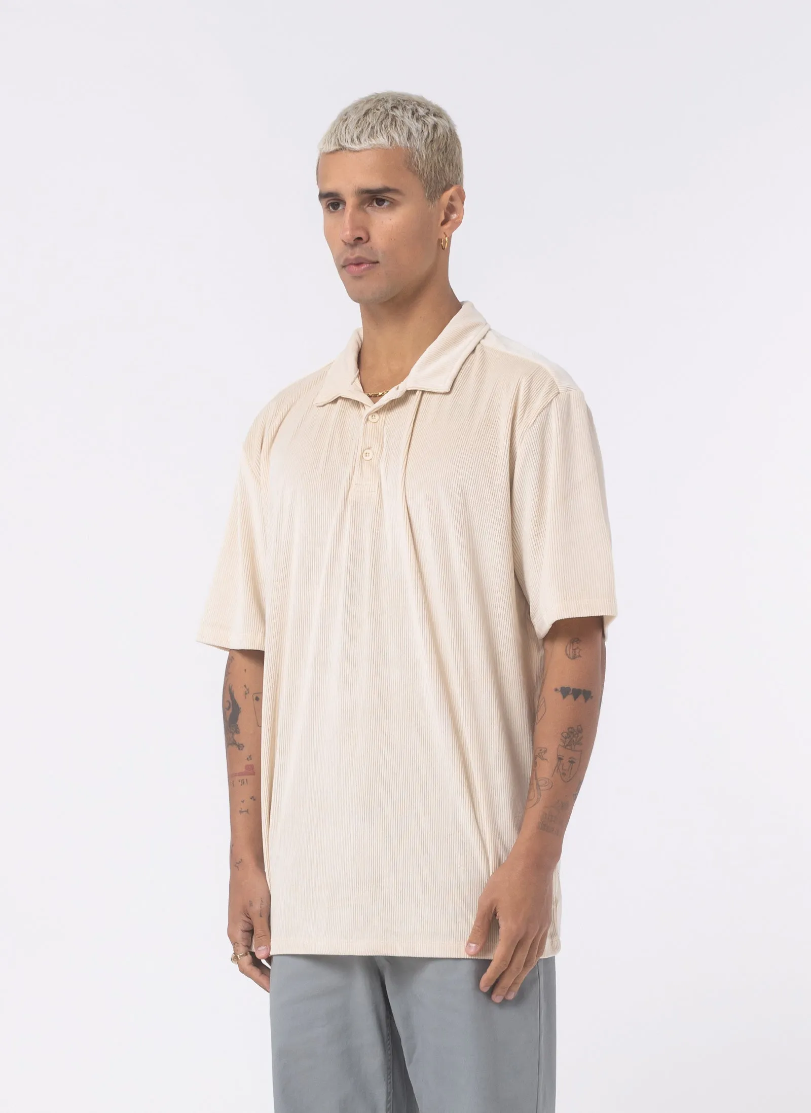 Velour Cord Polo Beige sold by Barney Cools product image thumbnail 3
