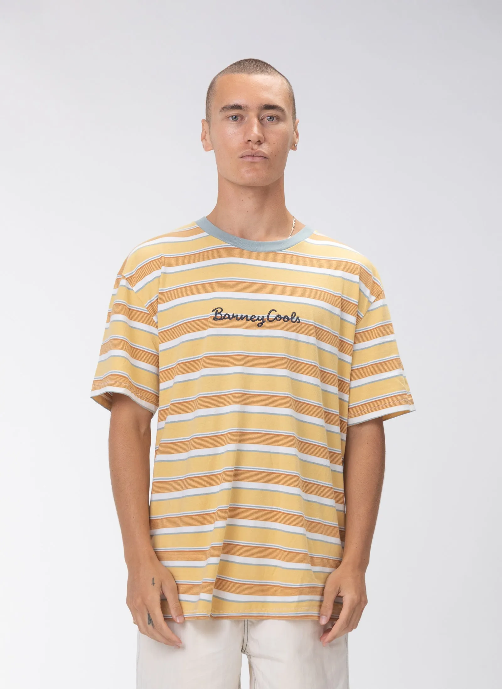 Logo Homie Tee Amber Stripe sold by Barney Cools