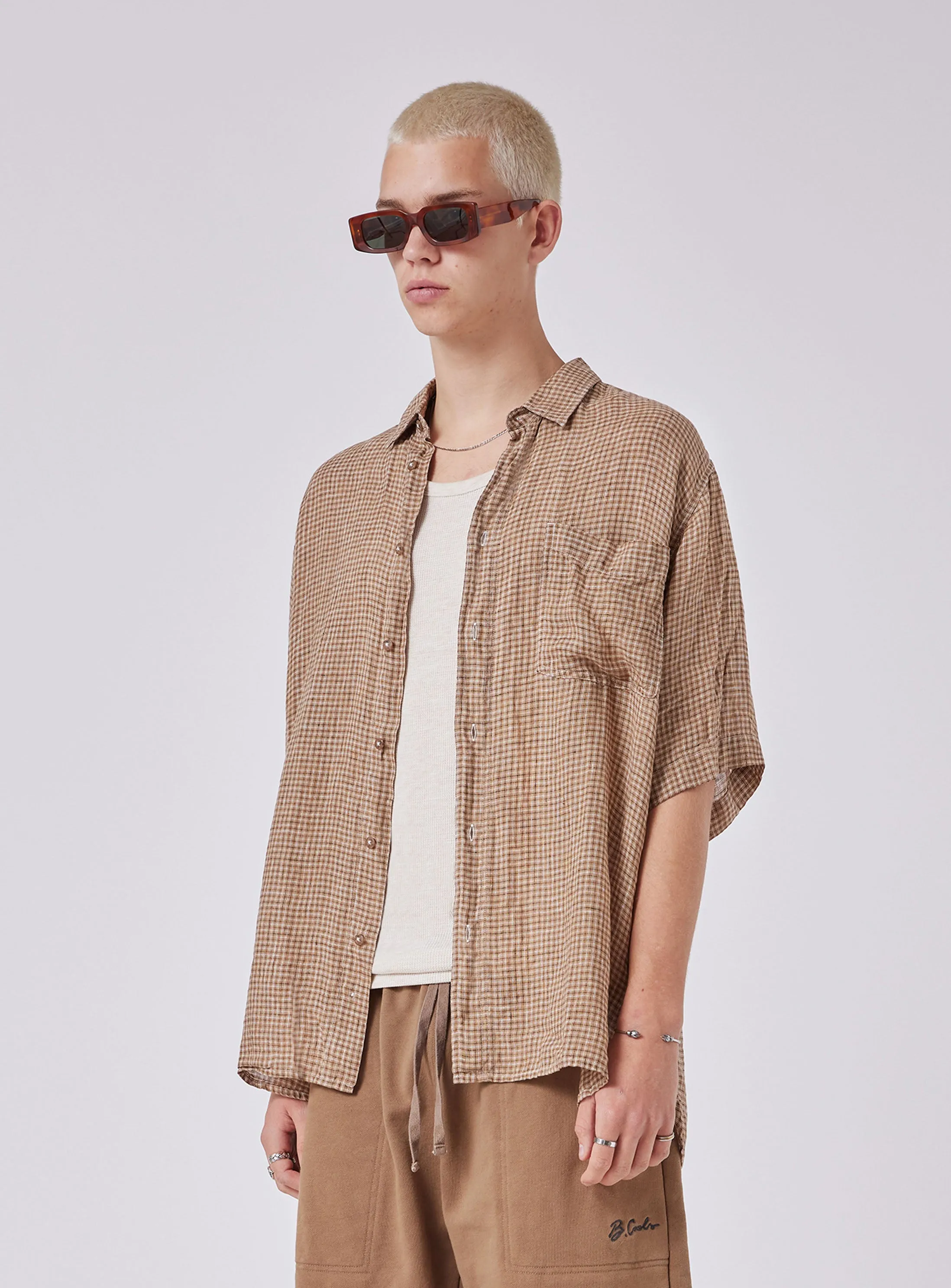 Homie Shirt Linen Check sold by Barney Cools product image thumbnail 3
