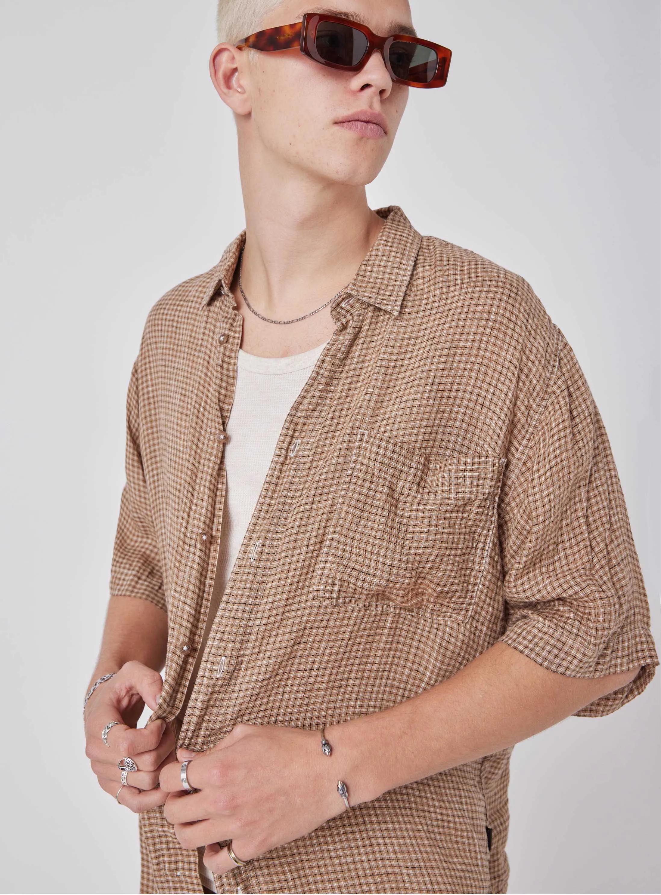 Homie Shirt Linen Check sold by Barney Cools product image thumbnail 2