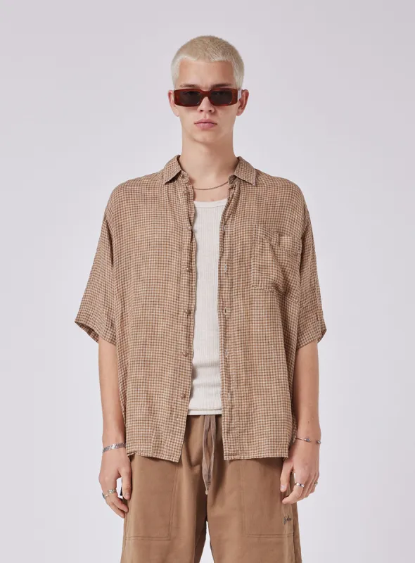 Homie Shirt Linen Check sold by Barney Cools