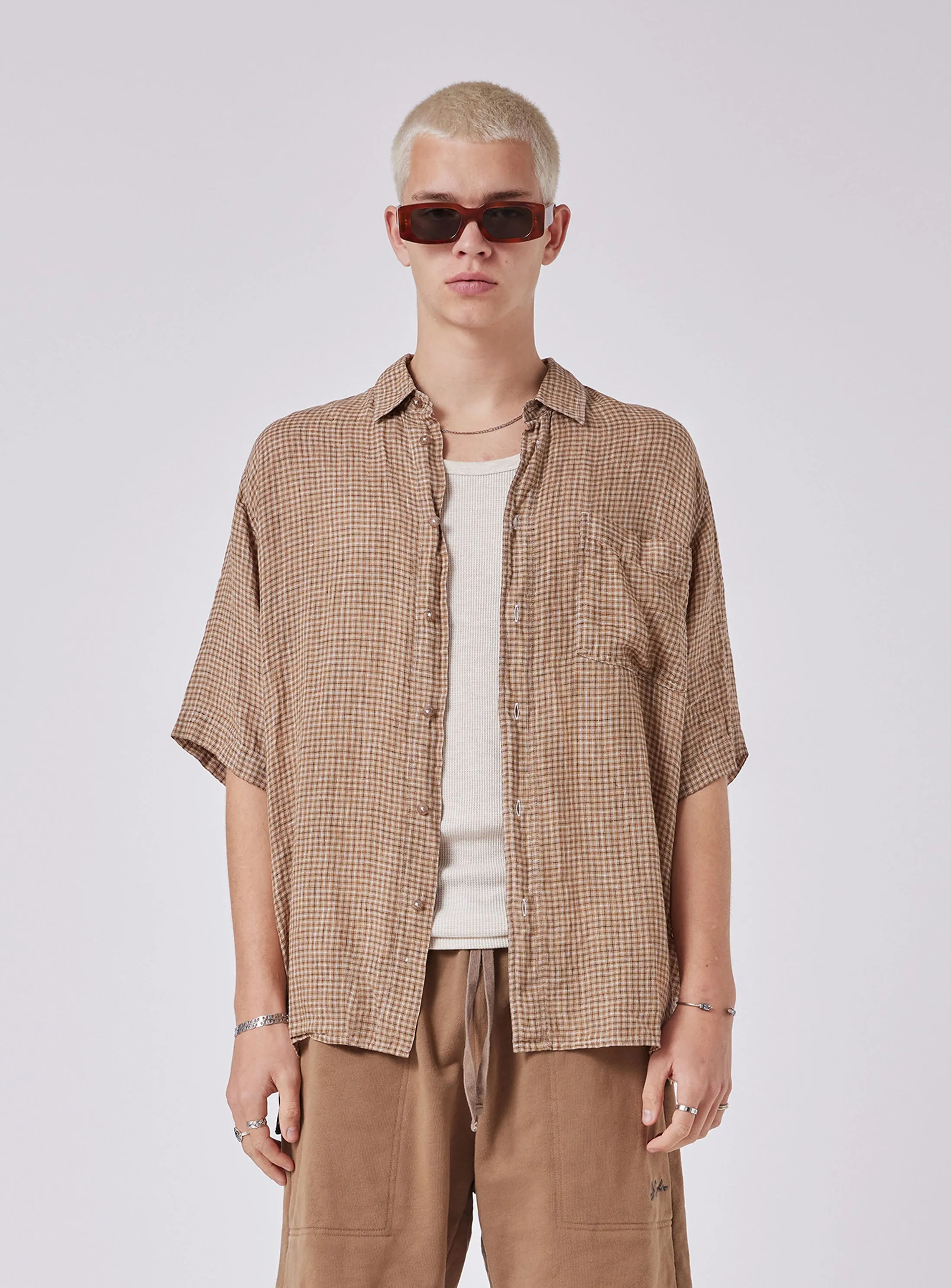 Homie Shirt Linen Check sold by Barney Cools