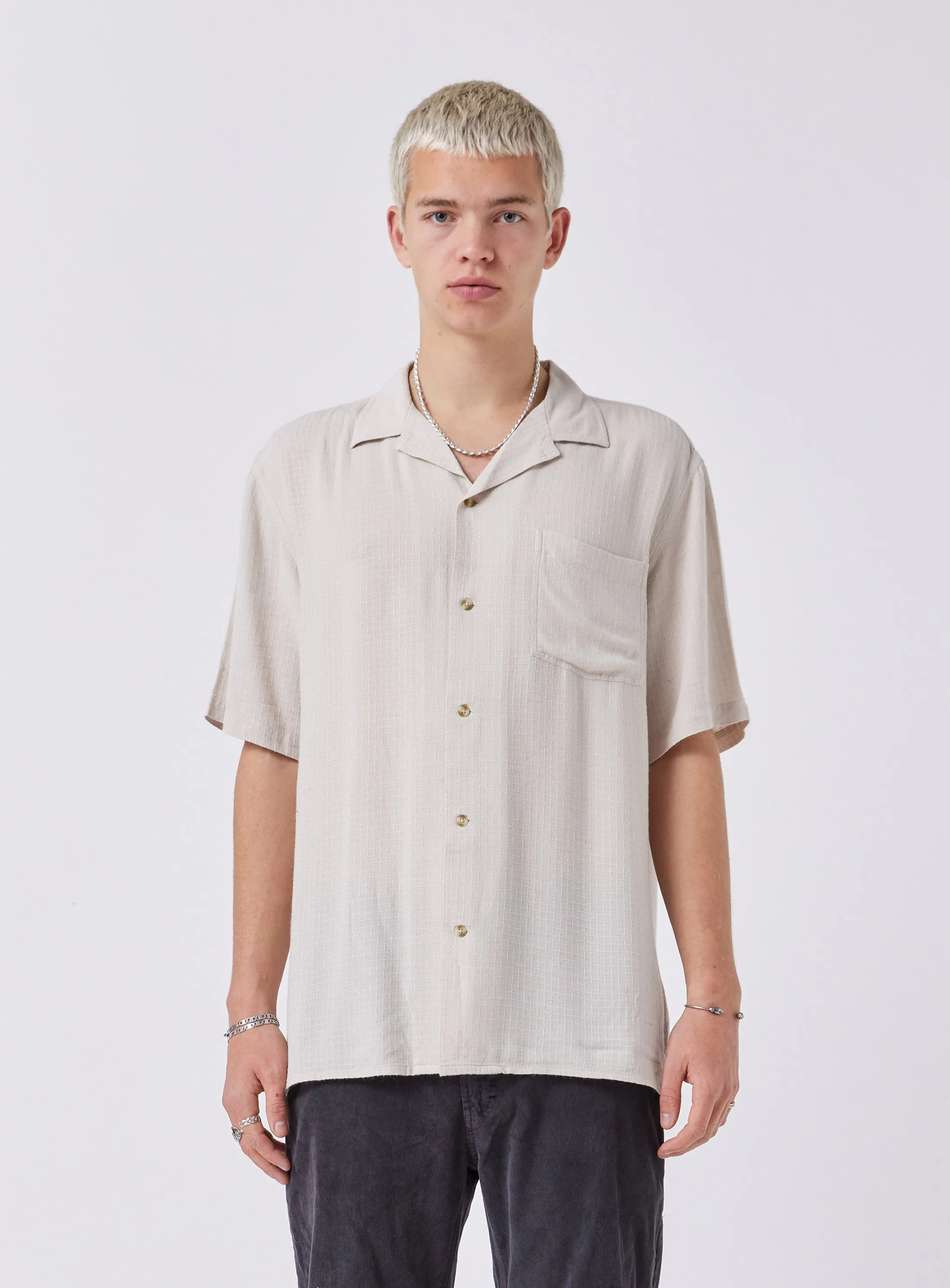 Resort Shirt Bone Jacquard sold by Barney Cools