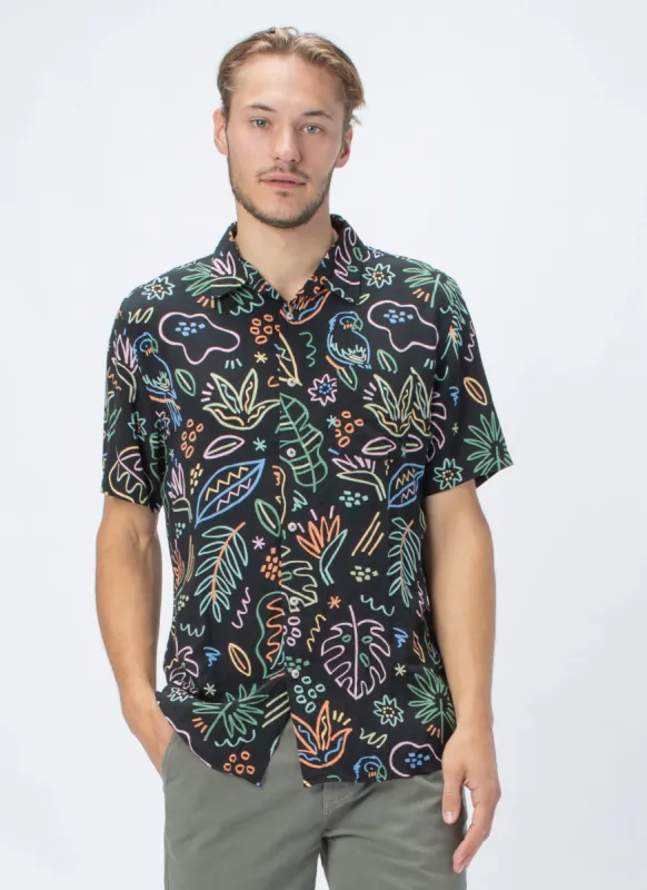 Holiday Short-Sleeve Shirt Black Tropics made by Barney Cools