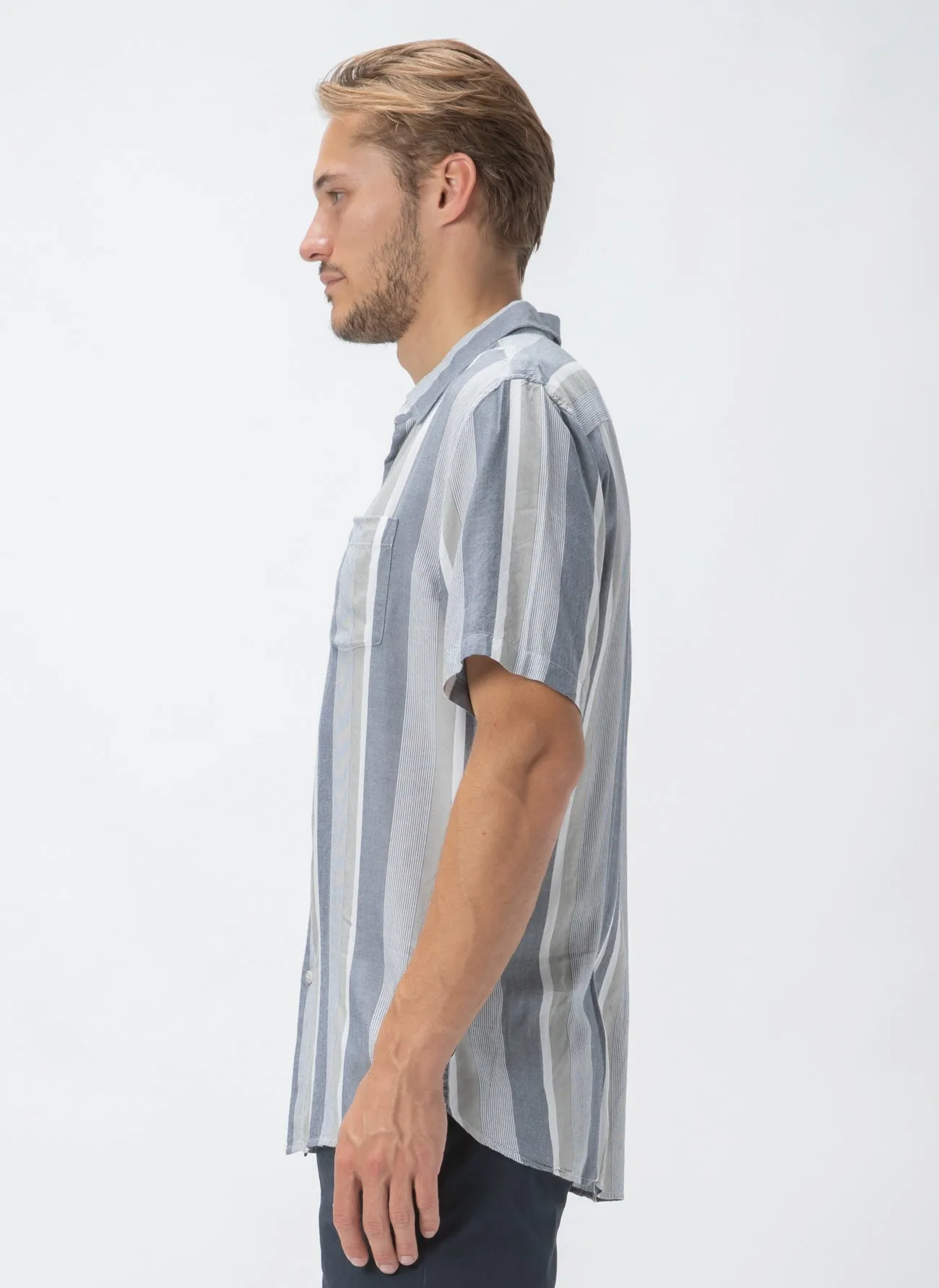 Holiday Short-Sleeve Shirt Navy Vert Stripe sold by Barney Cools product image thumbnail 4