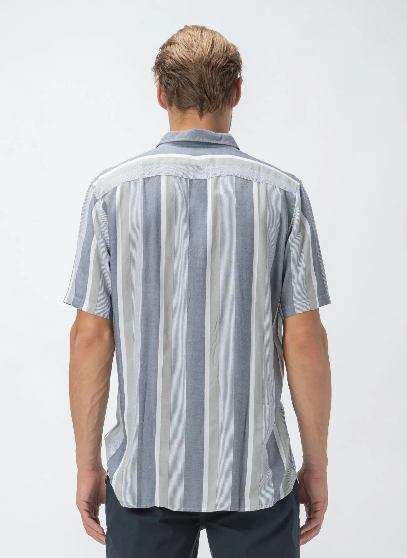 Holiday Short-Sleeve Shirt Navy Vert Stripe sold by Barney Cools product image thumbnail 5