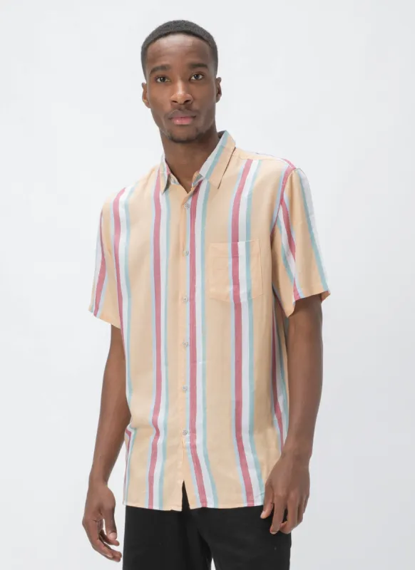 Holiday Short-Sleeve Shirt Mustard Vert Stripe sold by Barney Cools