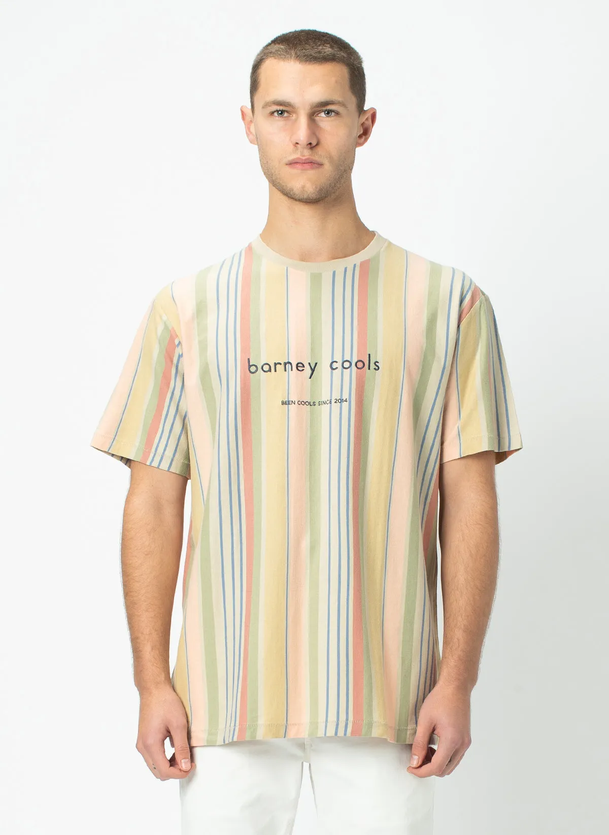 Homie Tee White Vert Stripe sold by Barney Cools