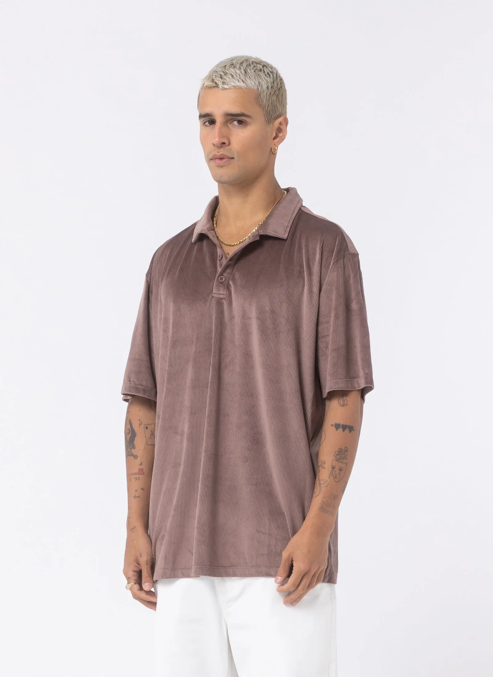 Velour Cord Polo Thistle sold by Barney Cools product image thumbnail 4