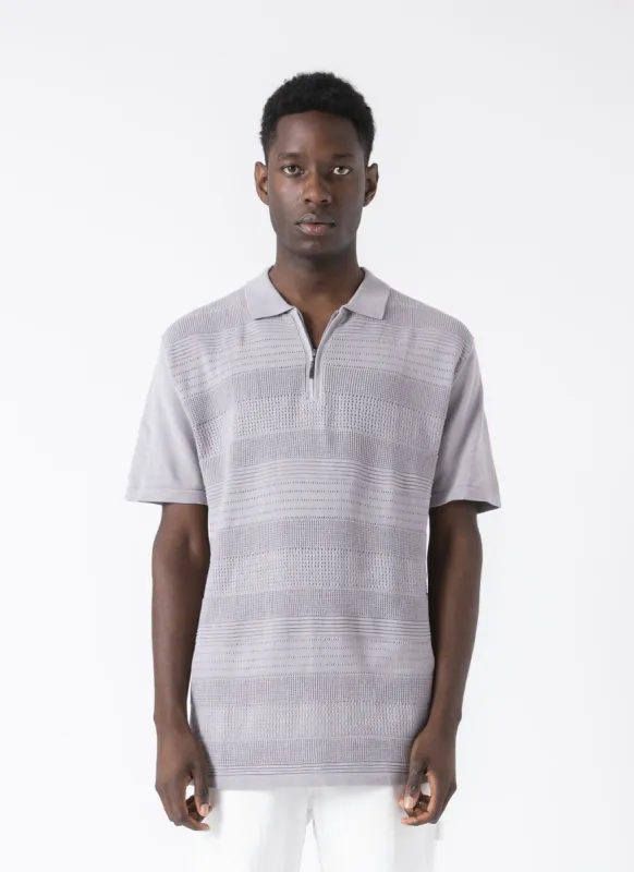 Golf Zip Polo Grey Melange sold by Barney Cools