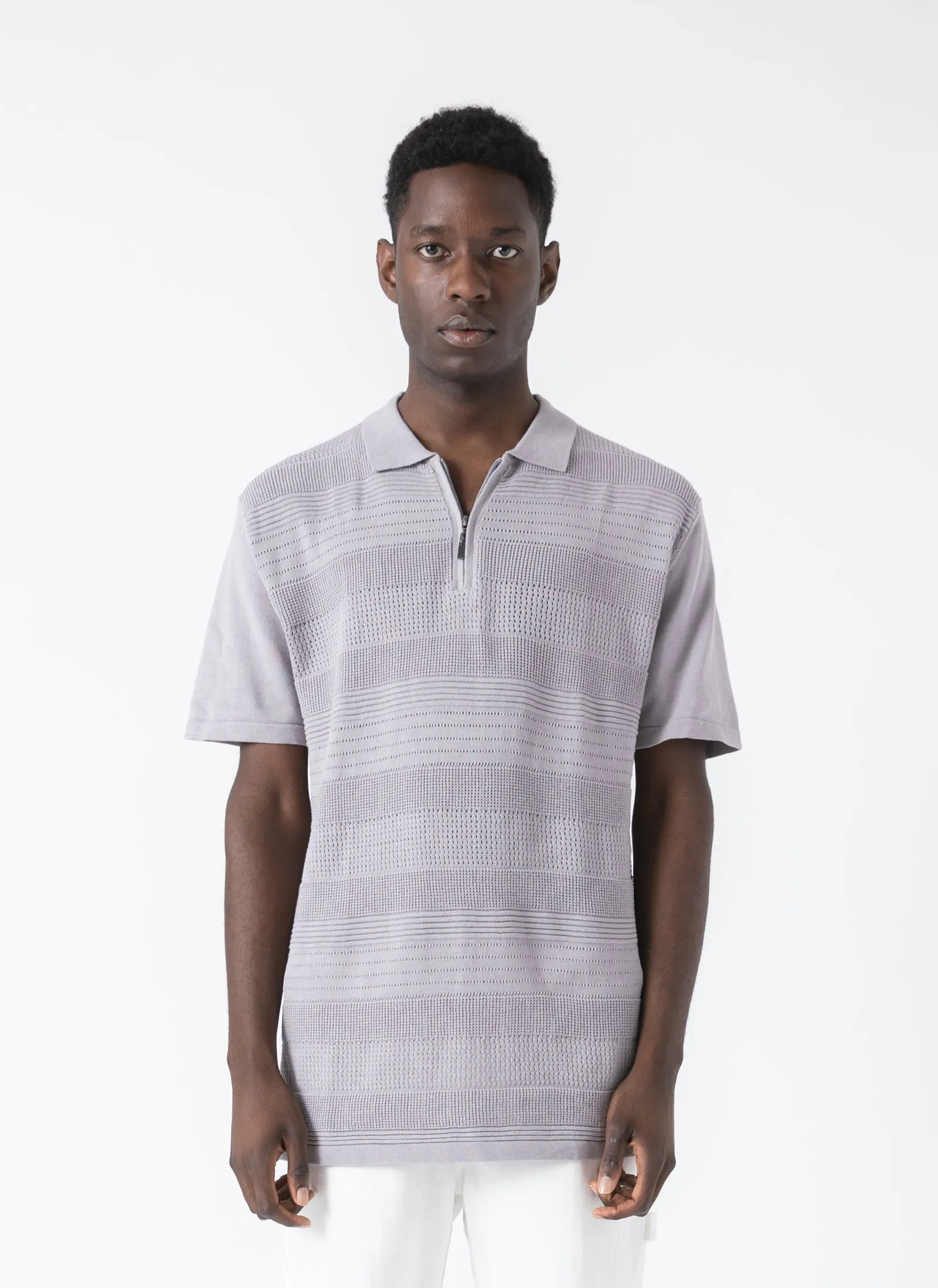 Golf Zip Polo Grey Melange sold by Barney Cools